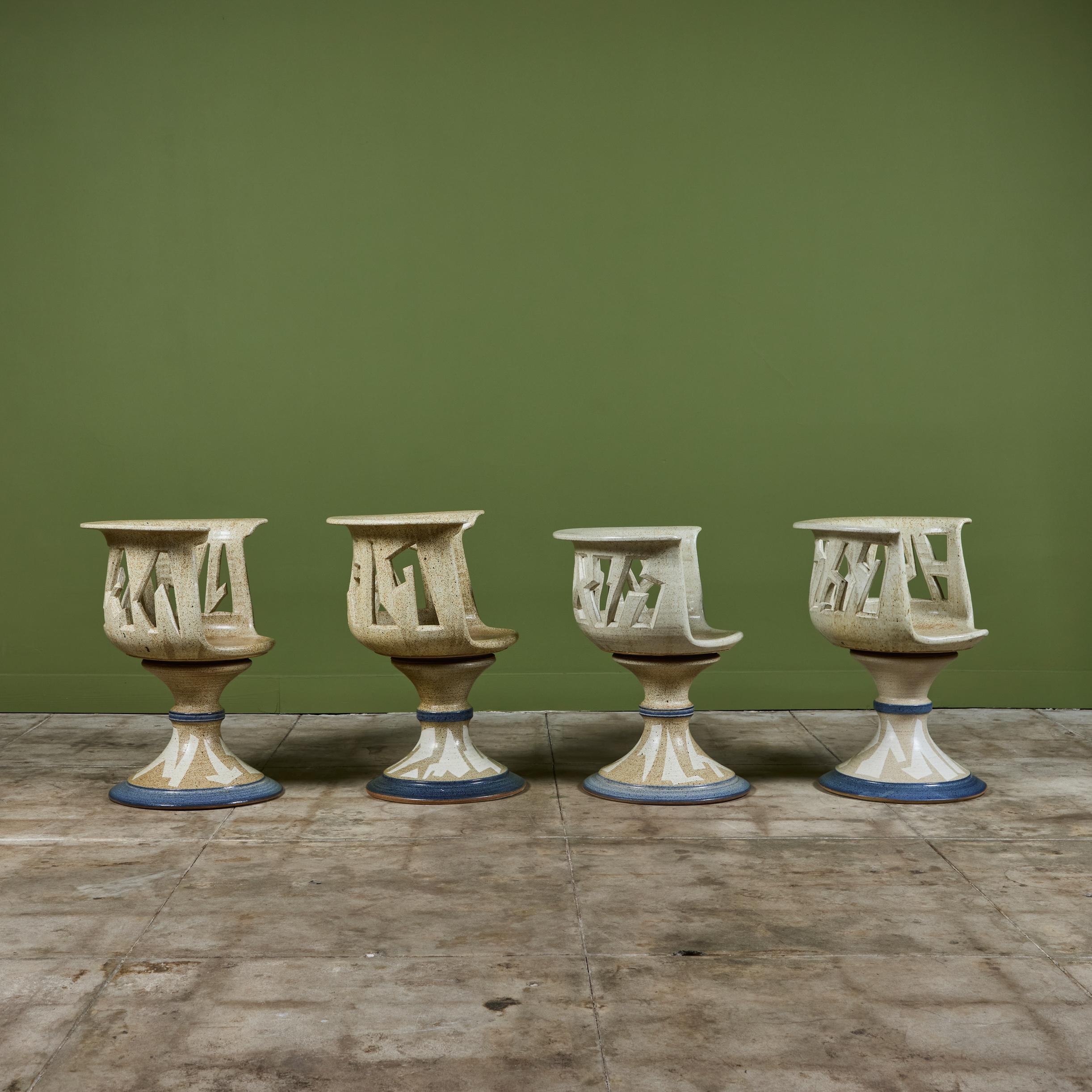 Studio Ceramic Patio Dining Set by Joel Cottet In Good Condition In Los Angeles, CA