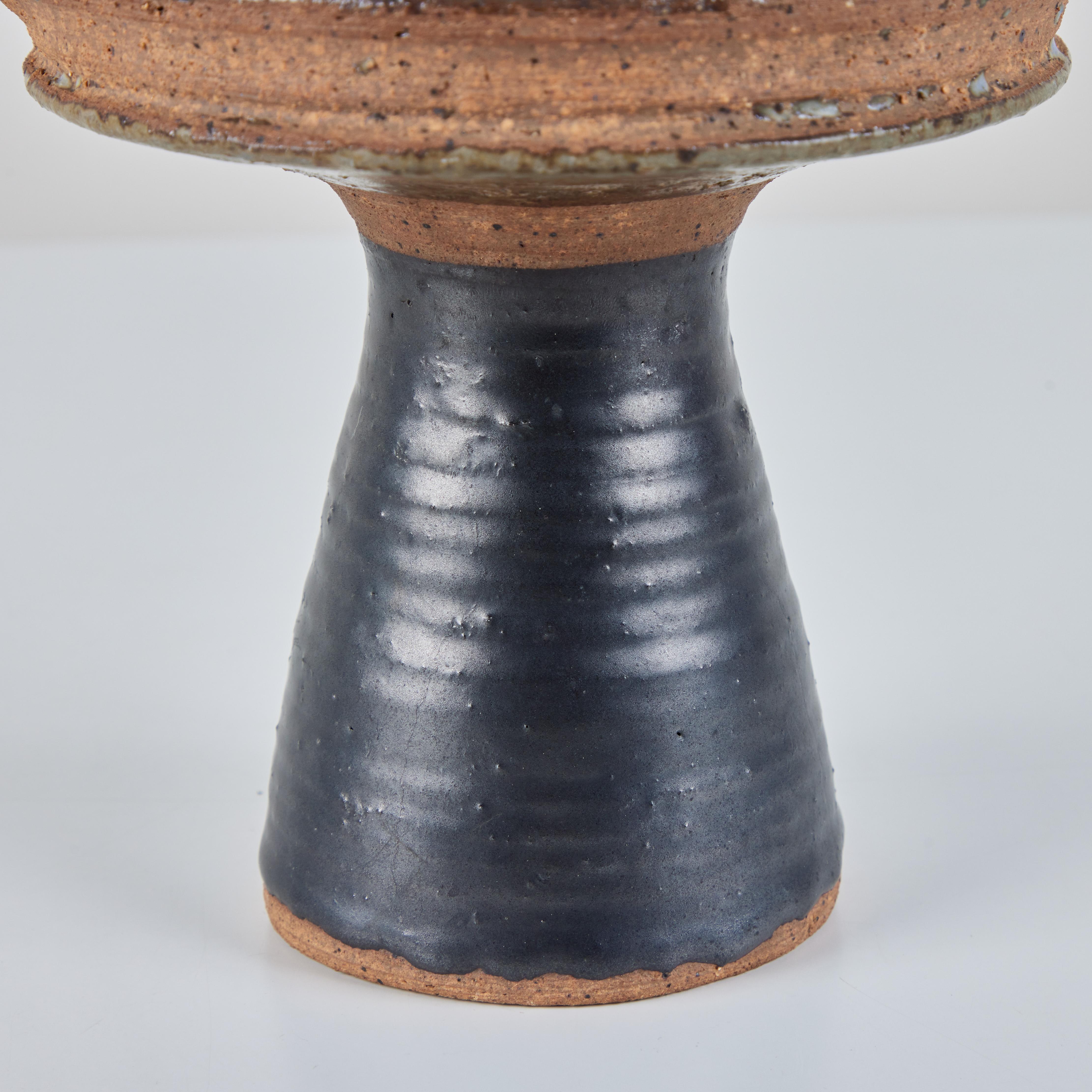 Studio Ceramic Ribbed Goblet Vase For Sale 3