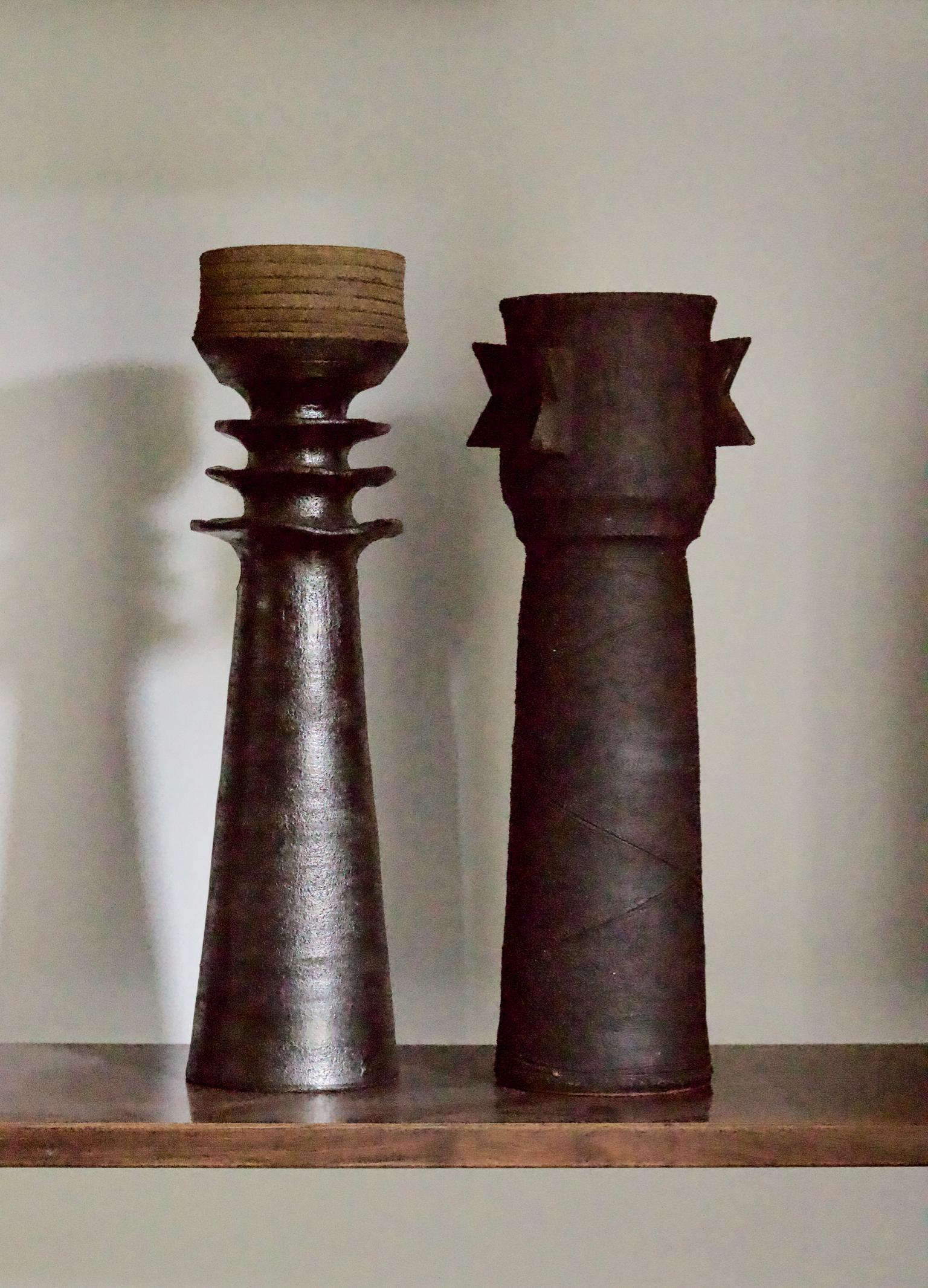 Studio Ceramic Sculpture or Vessel in Dark Grey by Clive Brooker, England 1960s 4