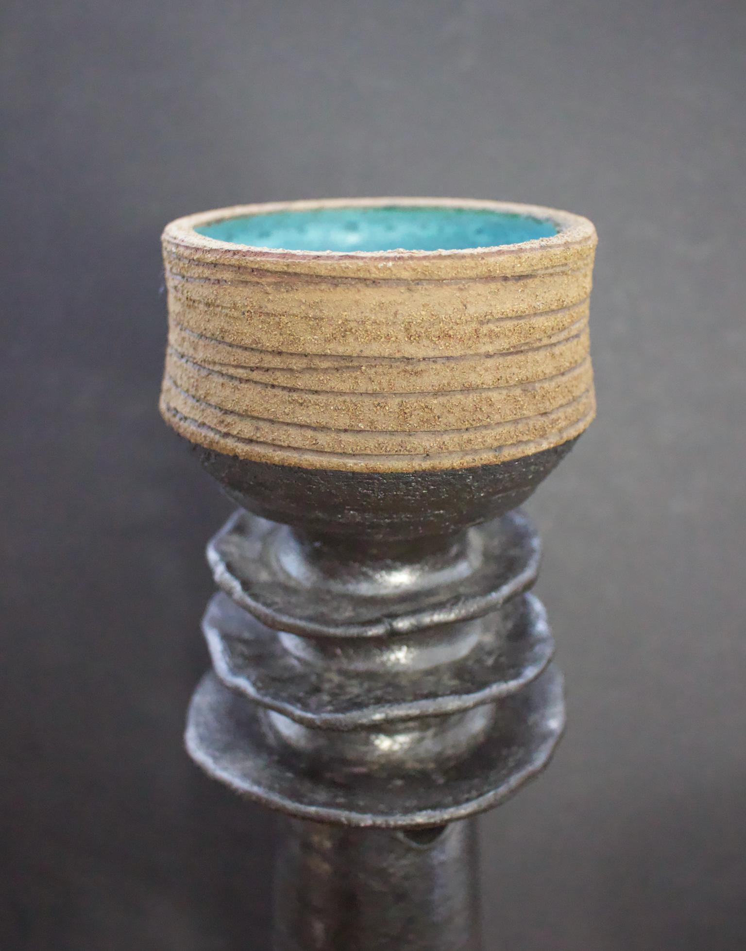 English Studio Ceramic Sculpture or Vessel in Dark Grey by Clive Brooker, England 1960s