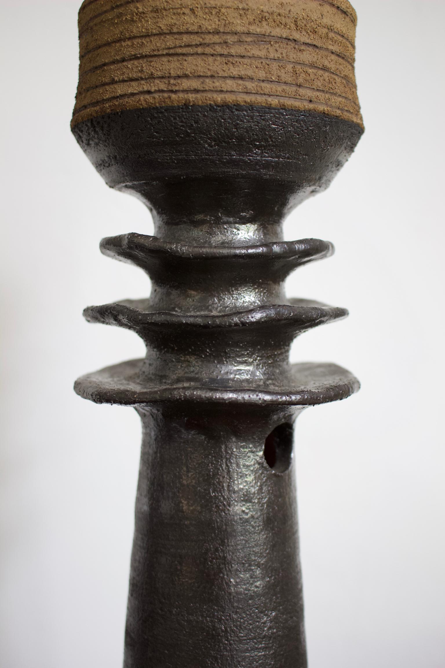 20th Century Studio Ceramic Sculpture or Vessel in Dark Grey by Clive Brooker, England 1960s
