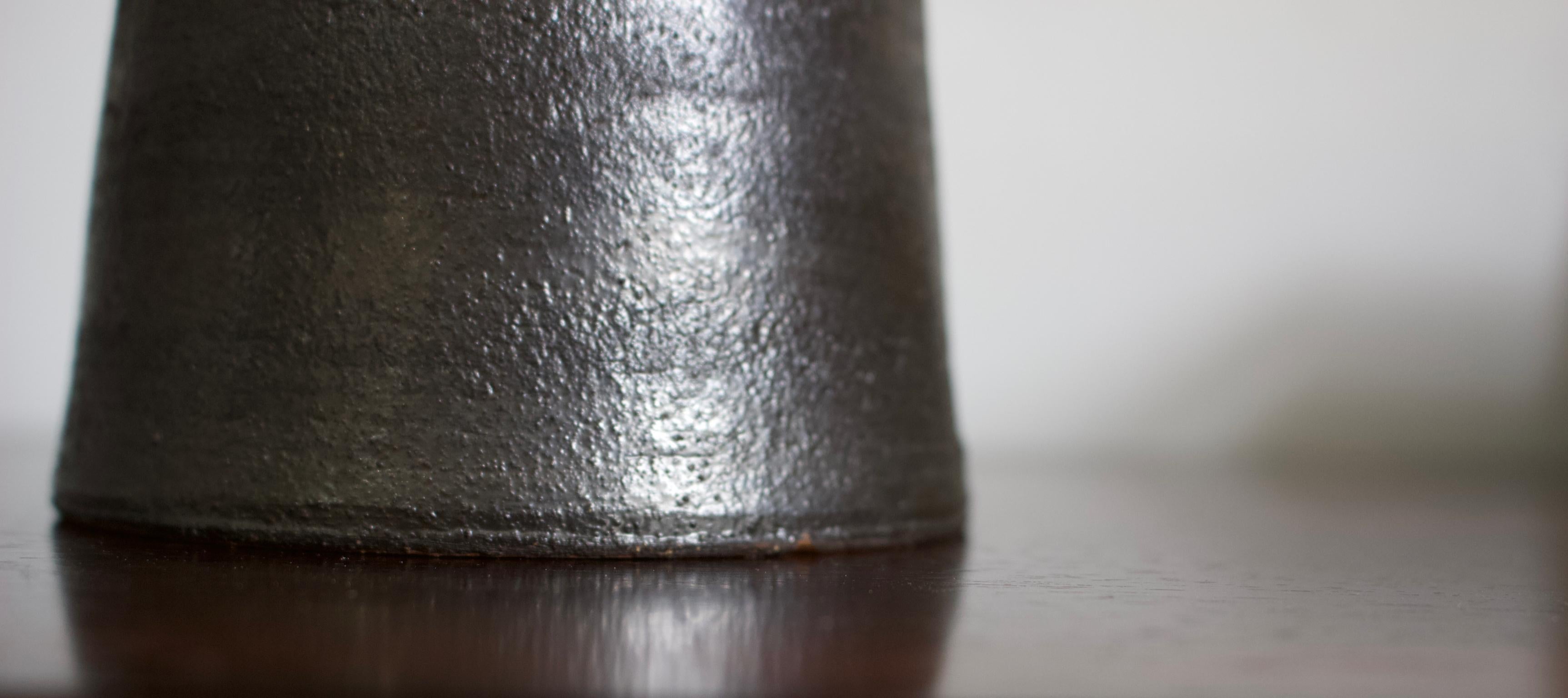 Studio Ceramic Sculpture or Vessel in Dark Grey by Clive Brooker, England 1960s 1