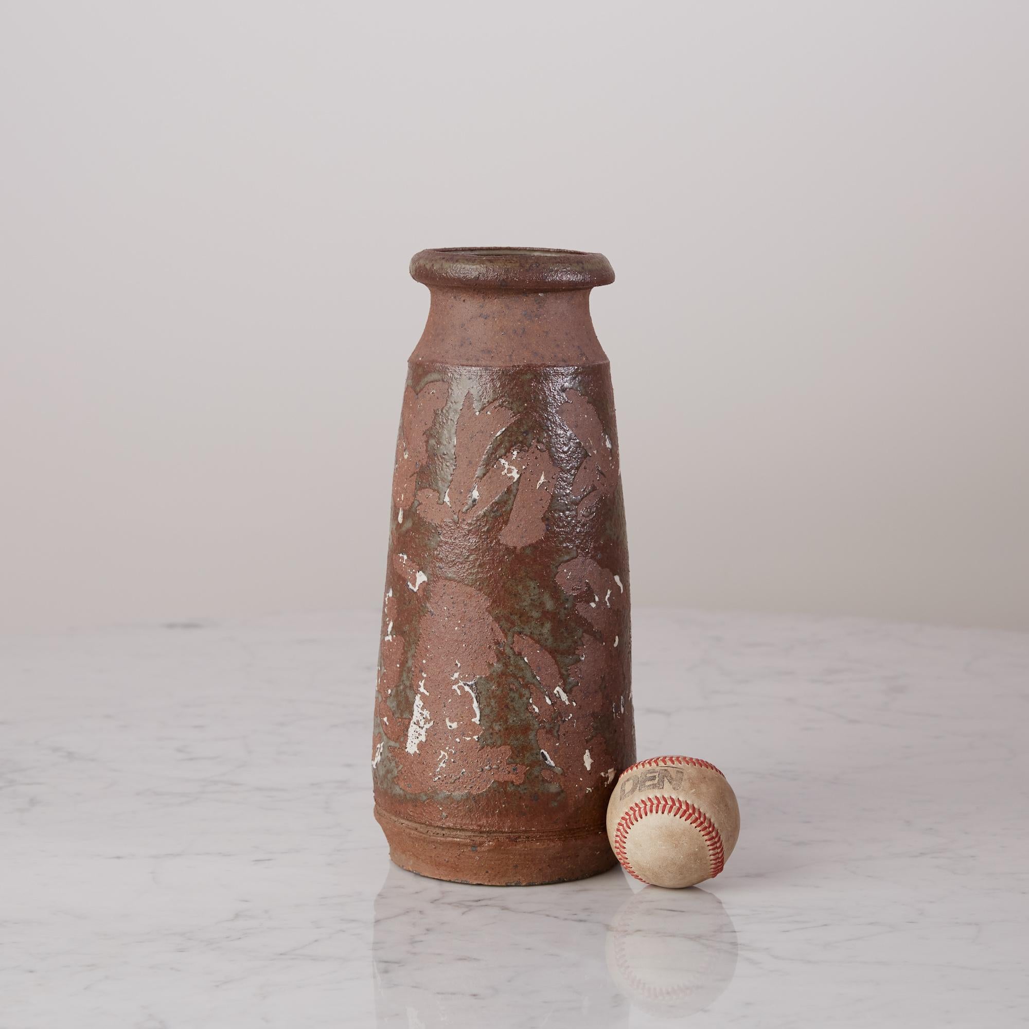 Drip Glaze Ceramic Vase Small Bud Vase Brown Ceramic Pottery 5.5" Tall 