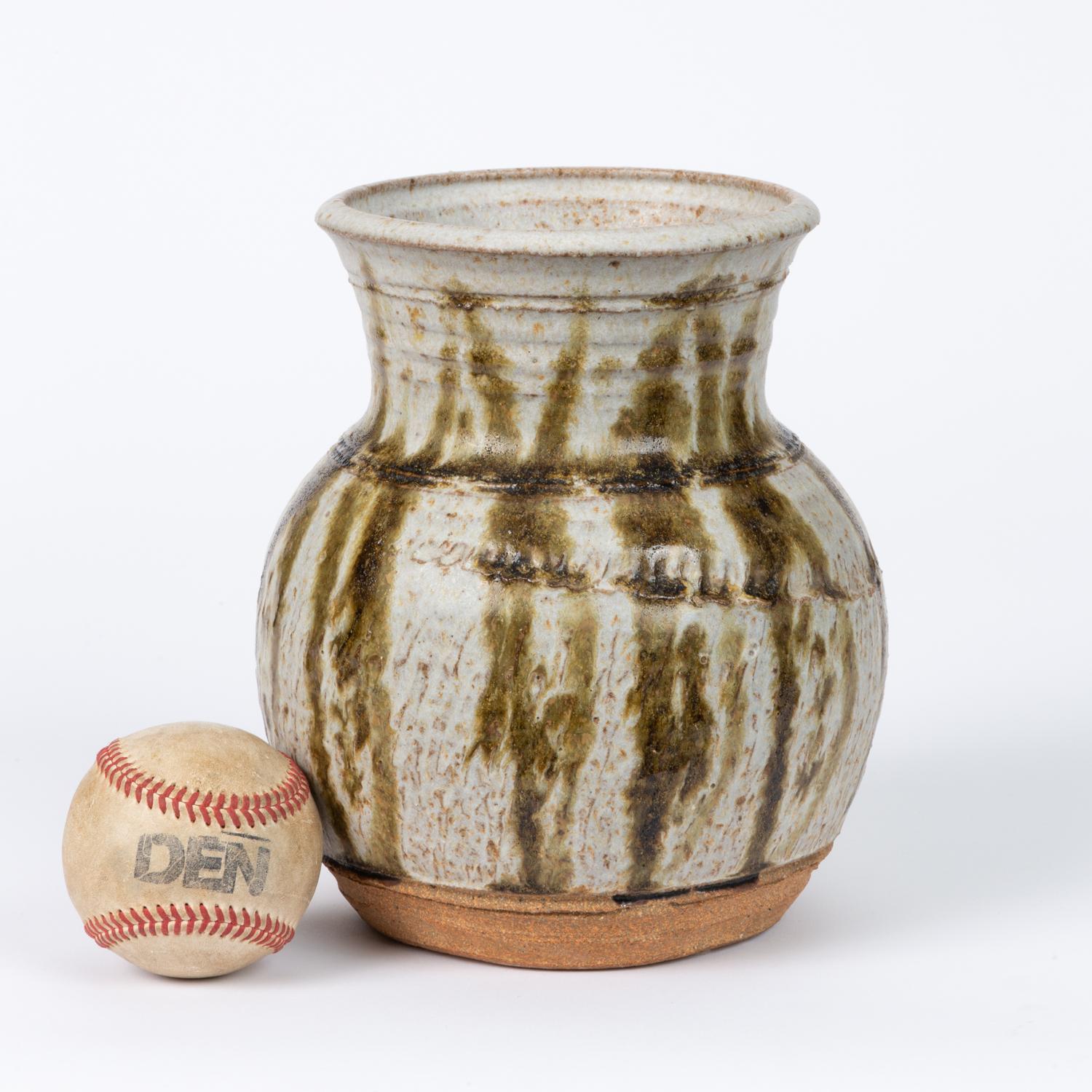 Modern Studio Ceramic Stoneware Vase/Vessel with Vertical Striation