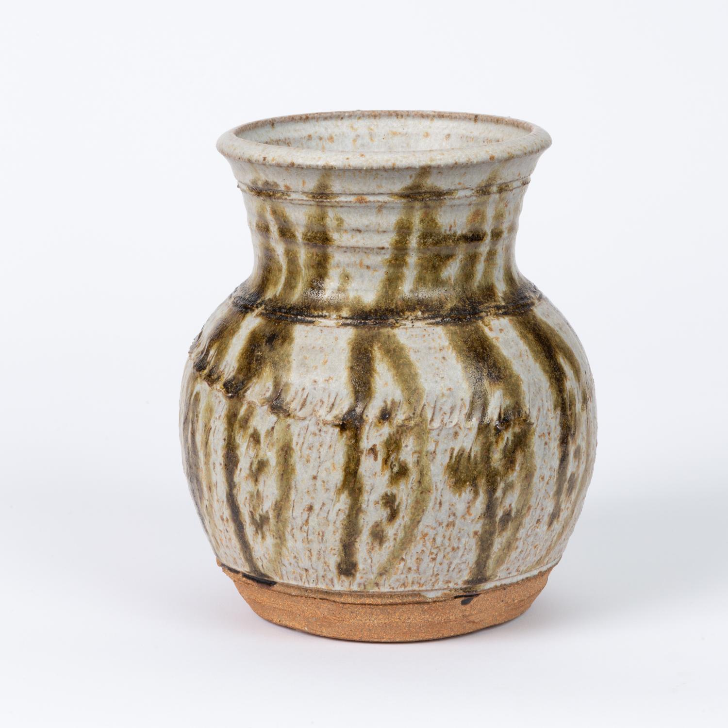 American Studio Ceramic Stoneware Vase/Vessel with Vertical Striation