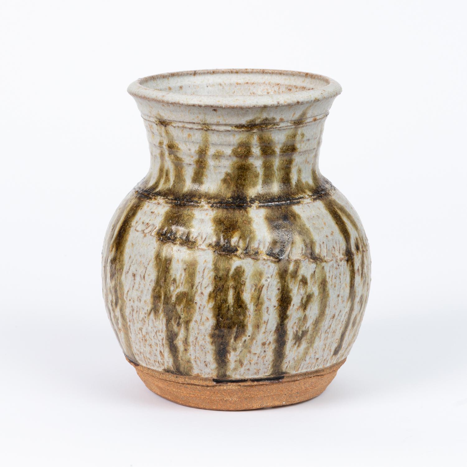 20th Century Studio Ceramic Stoneware Vase/Vessel with Vertical Striation