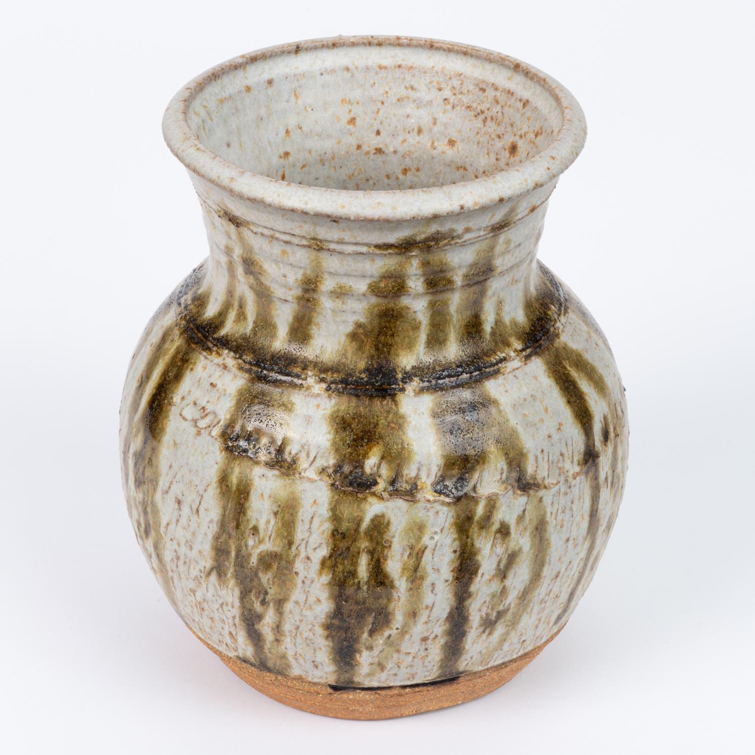 Studio Ceramic Stoneware Vase/Vessel with Vertical Striation 1