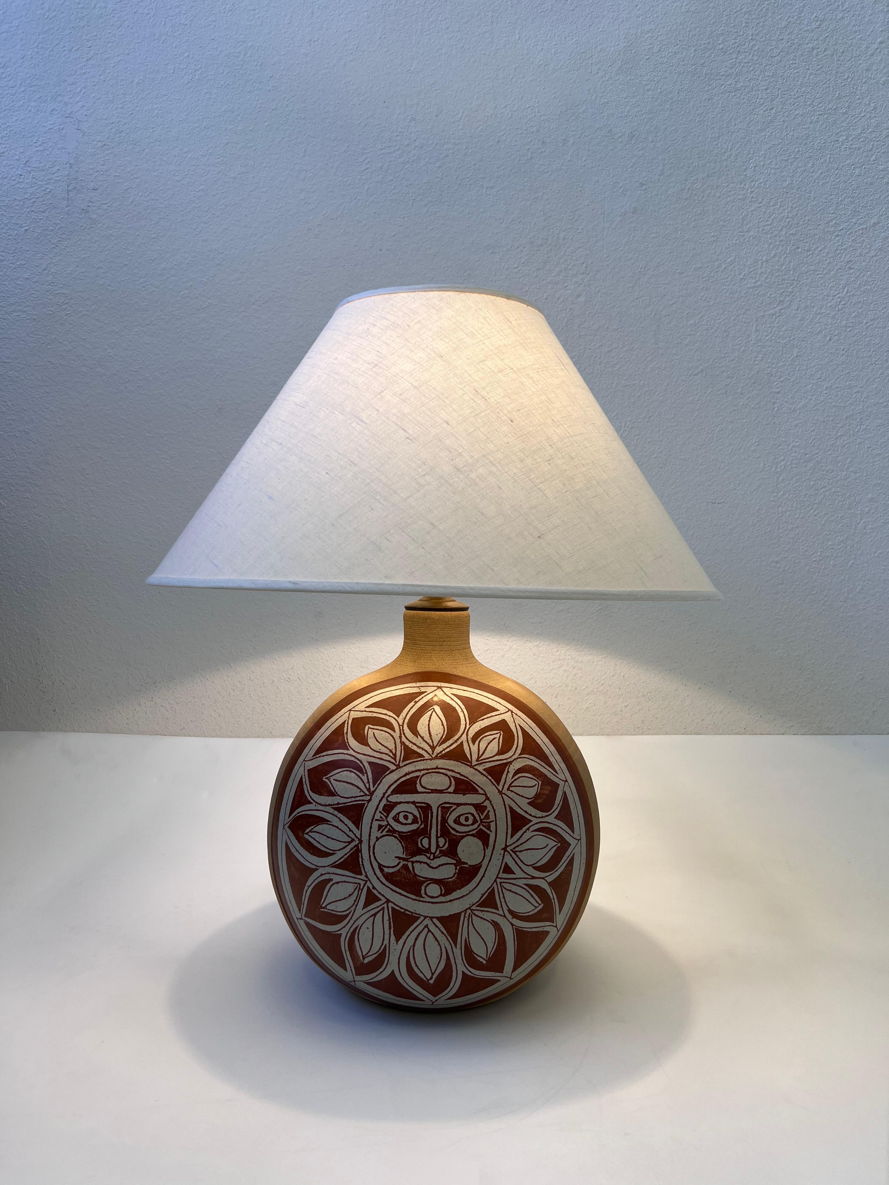 Studio Ceramic Sun Face Table Lamp by Brown Brothers  3