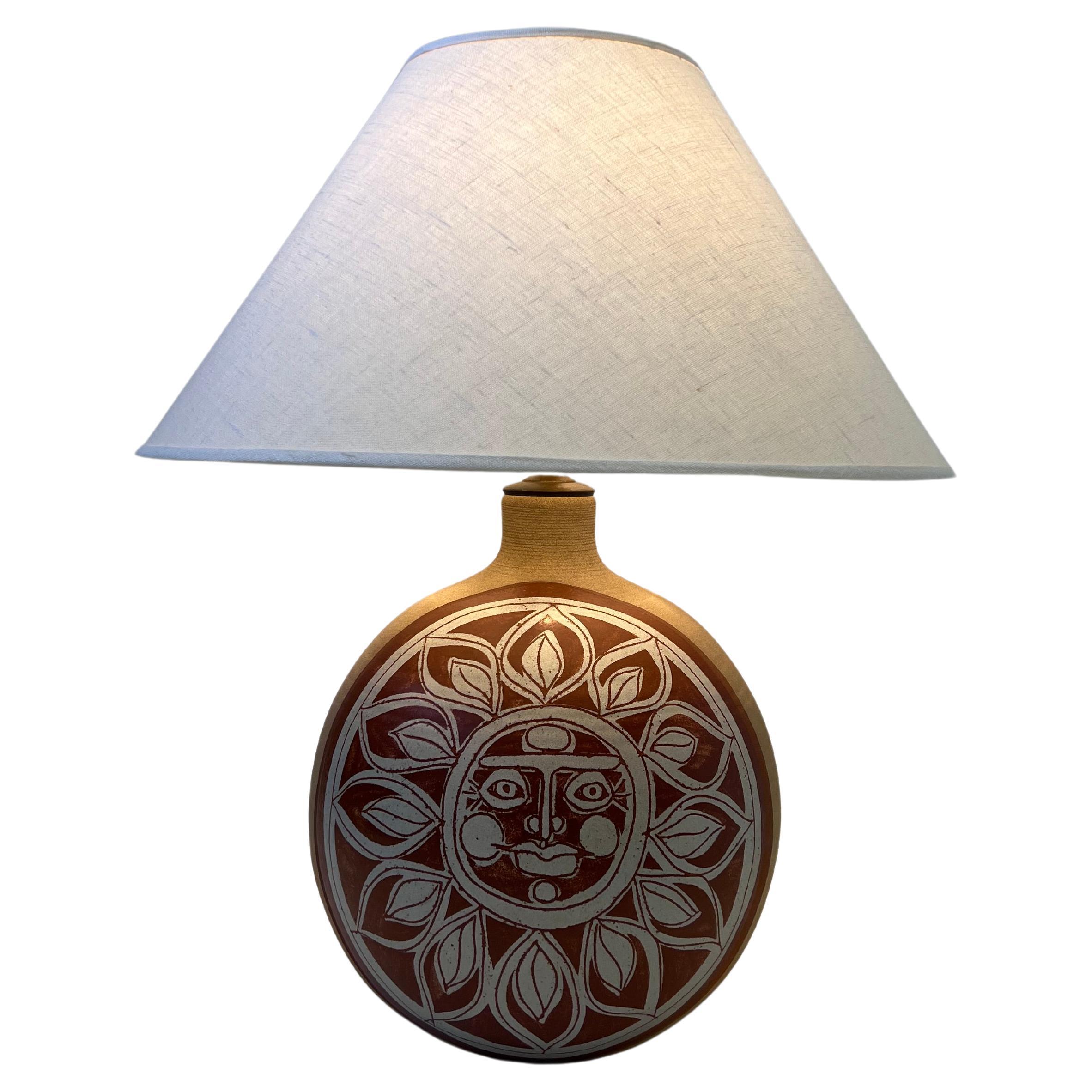 Studio Ceramic Sun Face Table Lamp by Brown Brothers 