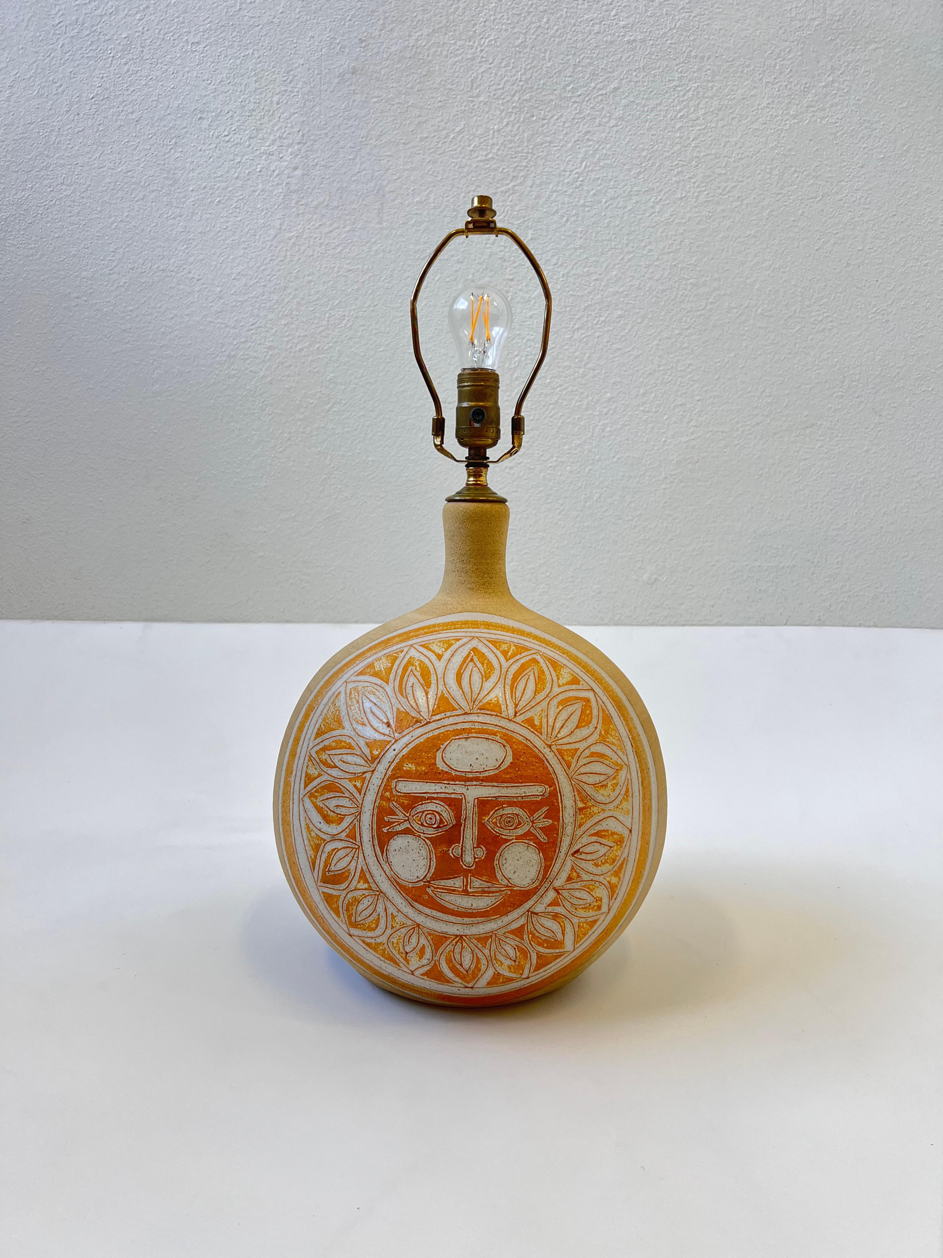brown ceramic table lamp