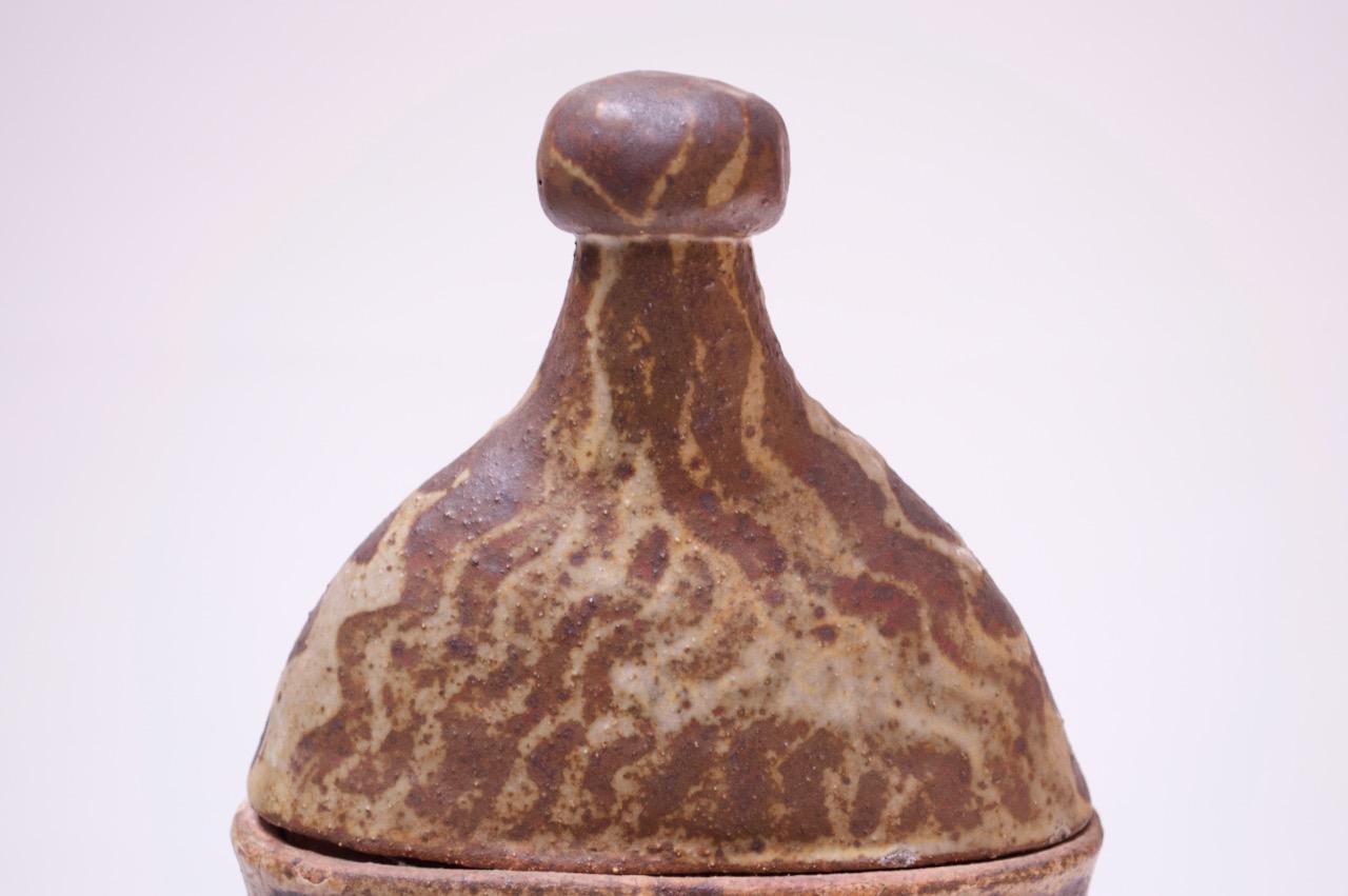 Studio Ceramic Tall Urn / Lidded Jar Signed Polk, 1971 For Sale 8
