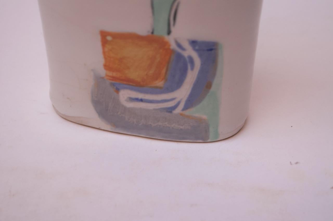 Studio Ceramic Vase with Floral Decoration Singed Pollack, 1976 For Sale 4