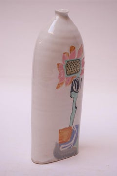 Studio Ceramic Vase with Floral Decoration Singed Pollack, 1976