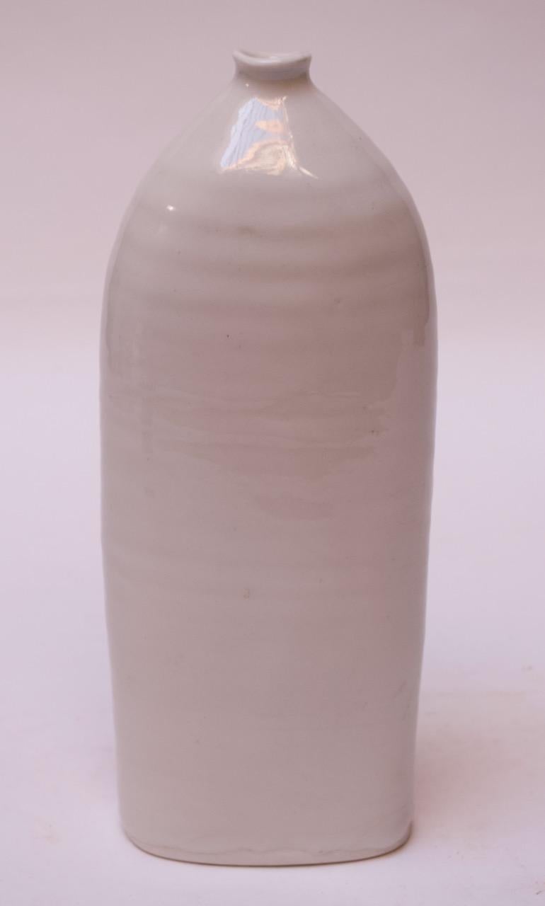 Studio Ceramic Vase with Floral Decoration Singed Pollack, 1976 In Good Condition For Sale In Brooklyn, NY