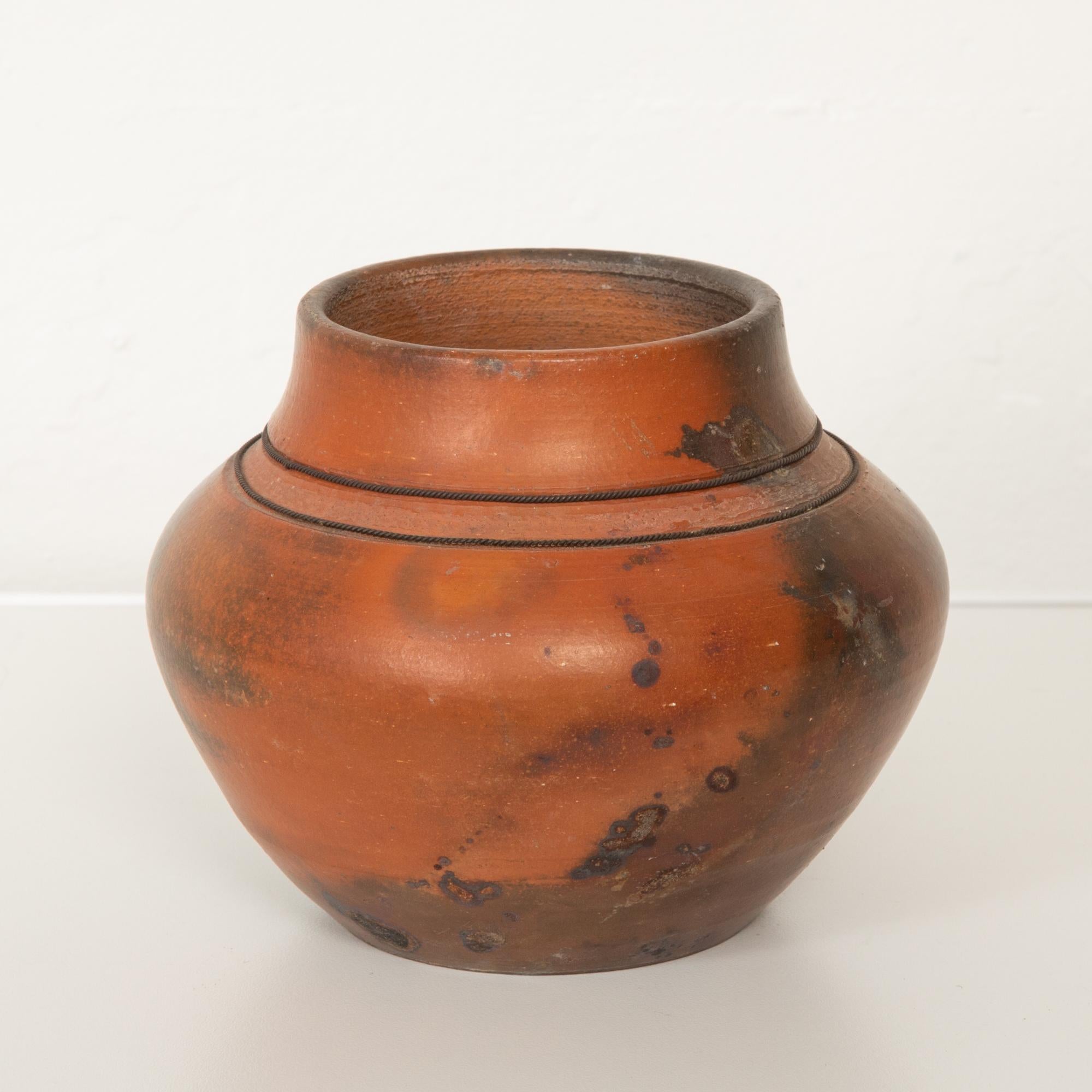 American Studio Ceramic Vase with Raku Glaze