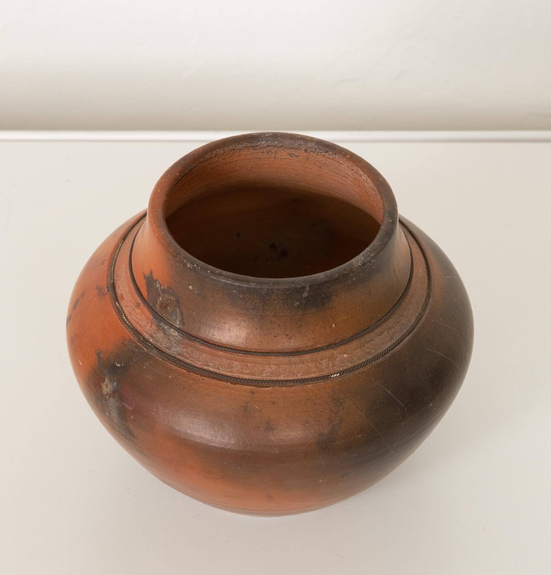 Studio Ceramic Vase with Raku Glaze In Excellent Condition In Los Angeles, CA