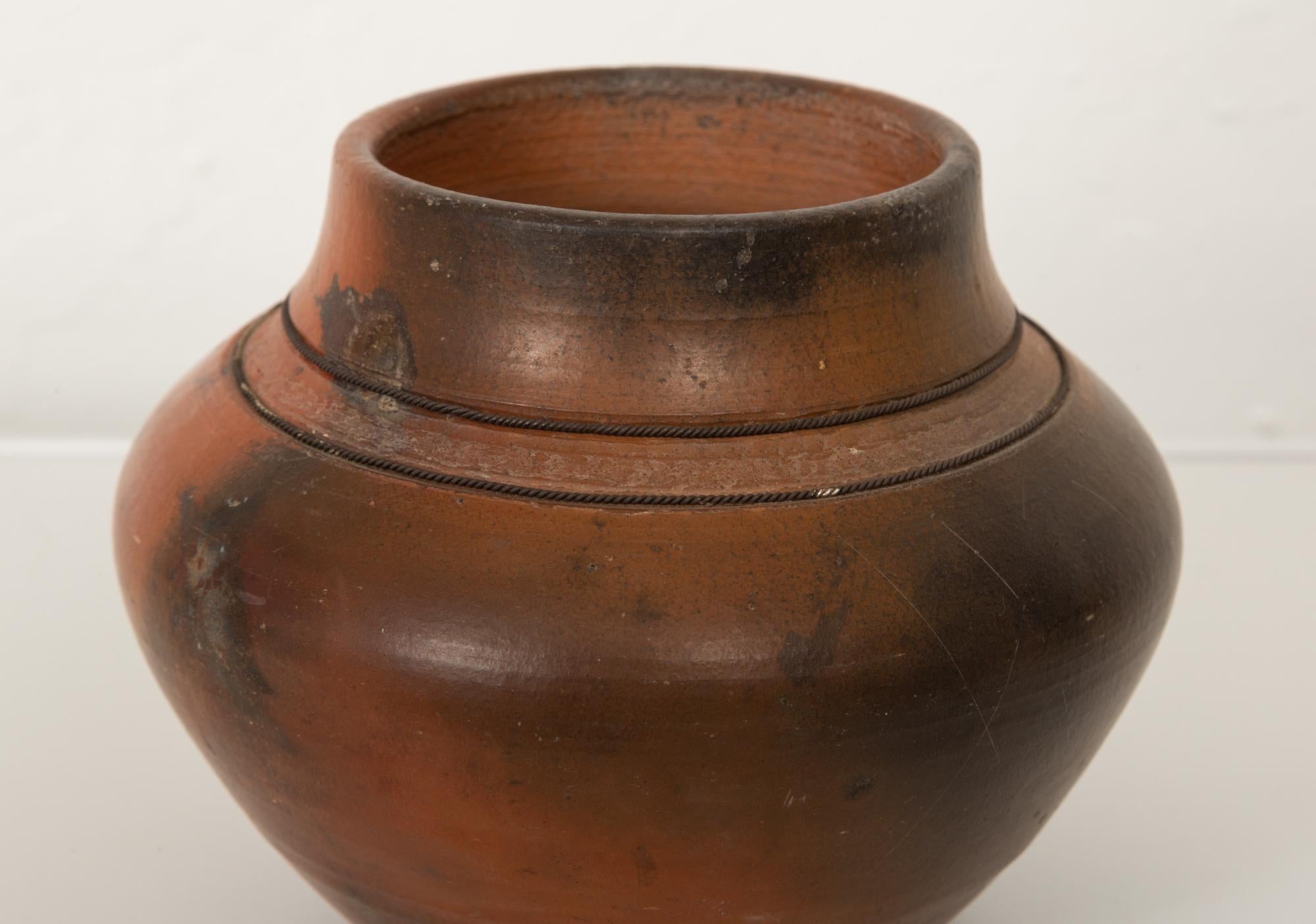 Late 20th Century Studio Ceramic Vase with Raku Glaze