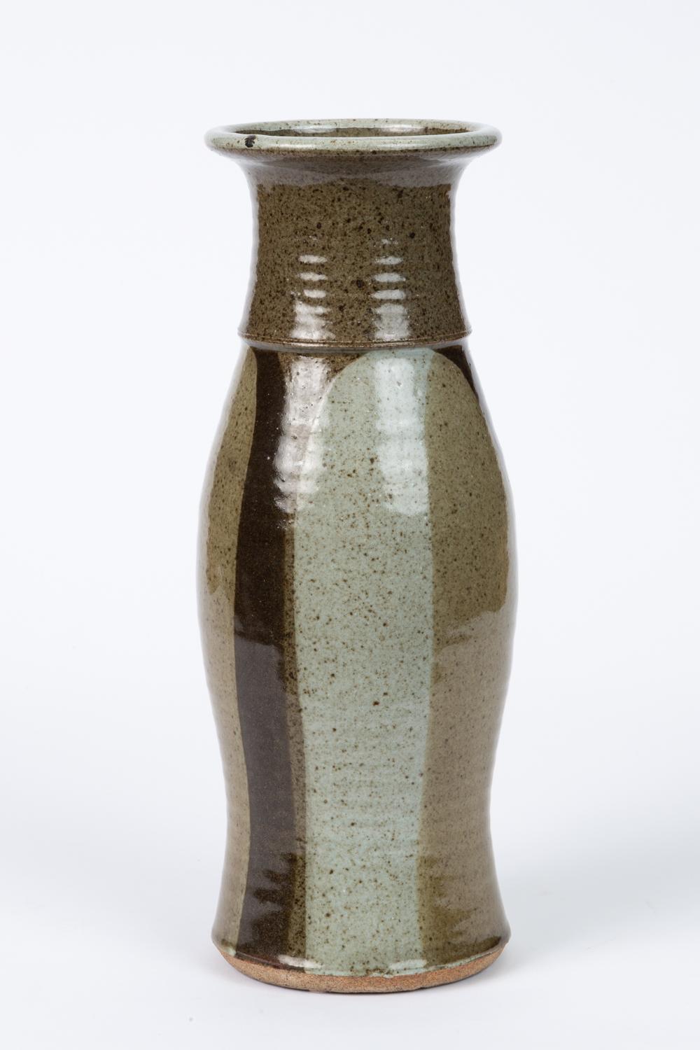 American Studio Ceramic Vase with Vertical Drip Glaze