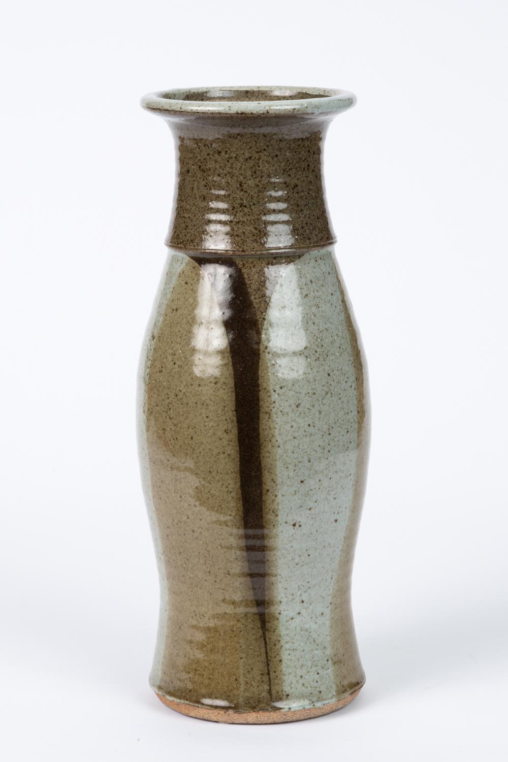 Glazed Studio Ceramic Vase with Vertical Drip Glaze