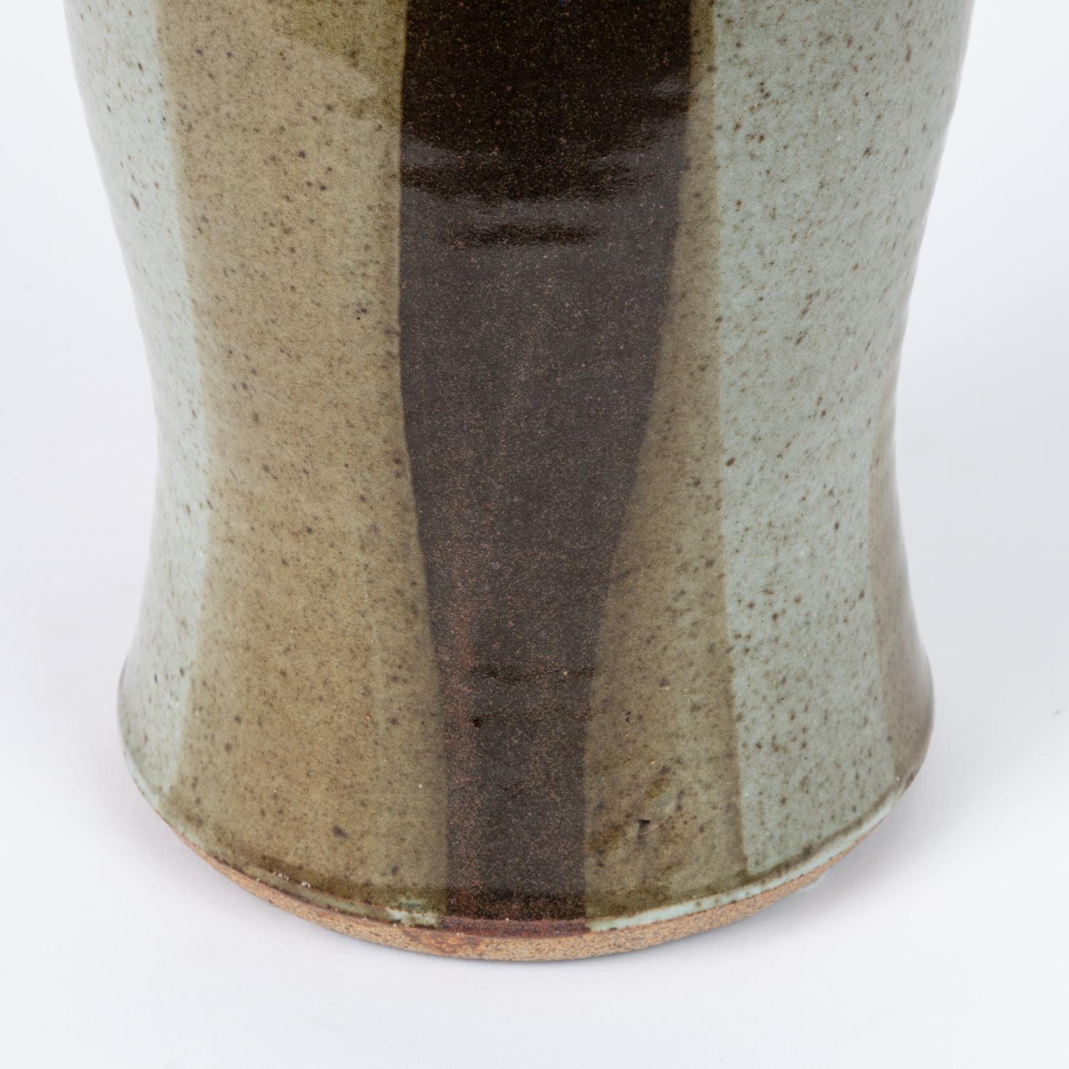 Stoneware Studio Ceramic Vase with Vertical Drip Glaze