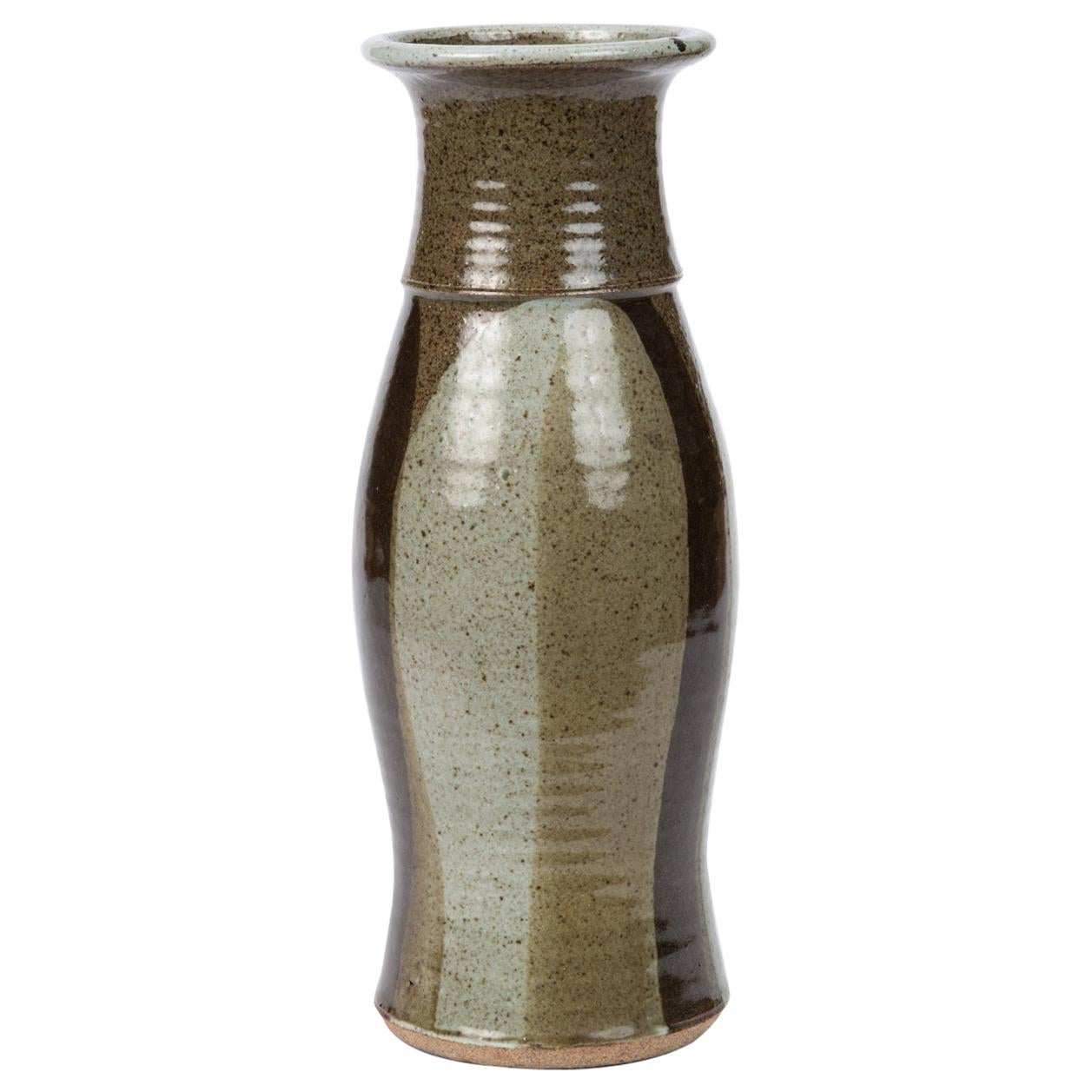 Studio Ceramic Vase with Vertical Drip Glaze