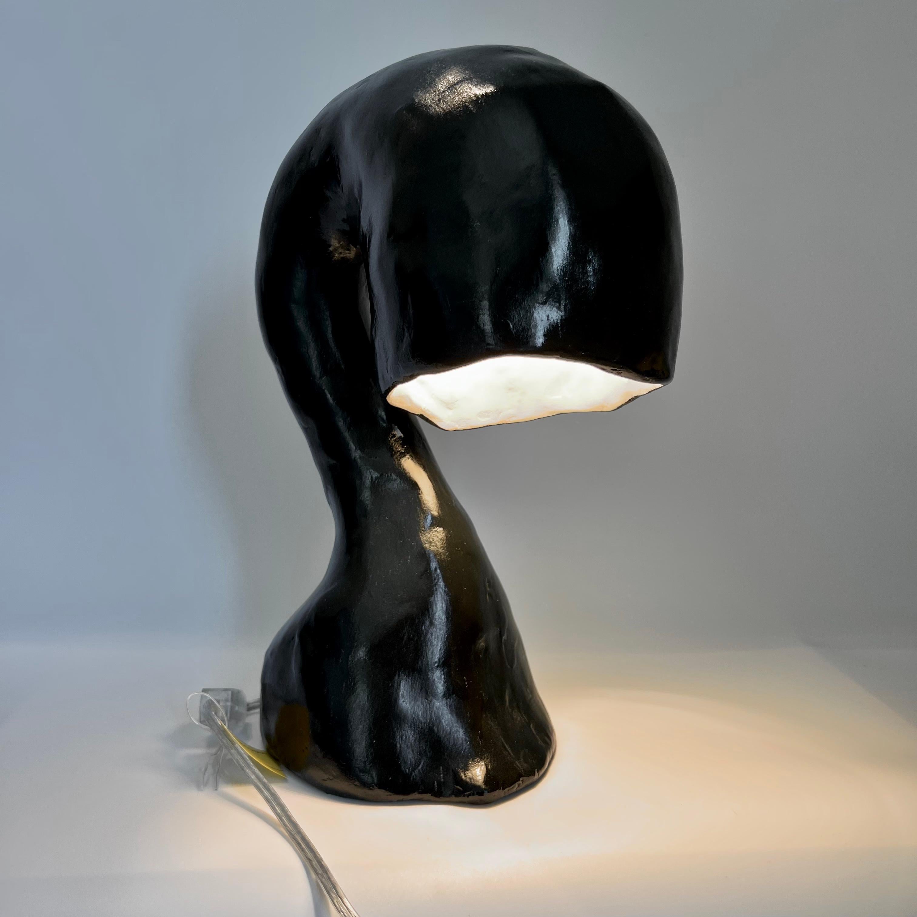 Post-Modern Space Invader Line by Studio Chora, Table Lamp, Black Lacquer, Made-To-Order For Sale