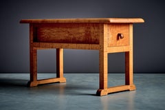 Studio Coffee Table in solid curly Maple with double Access Drawer USA, 1950s