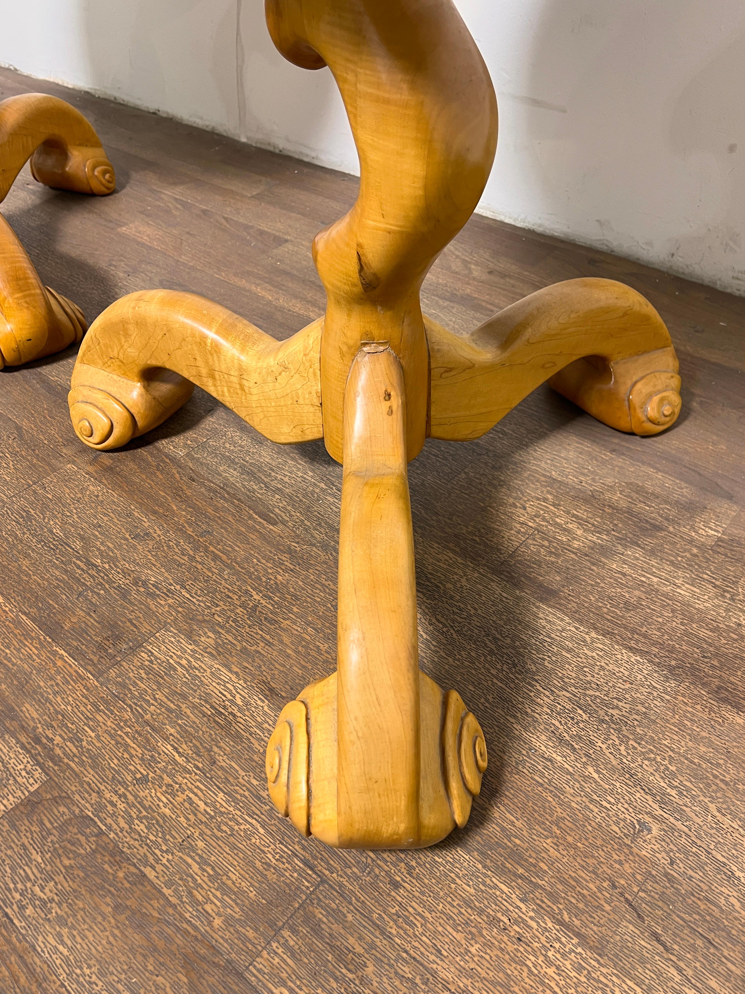 Studio Craft Carved Maple Side Tables Signed Wilkins, D. 1977 For Sale 4