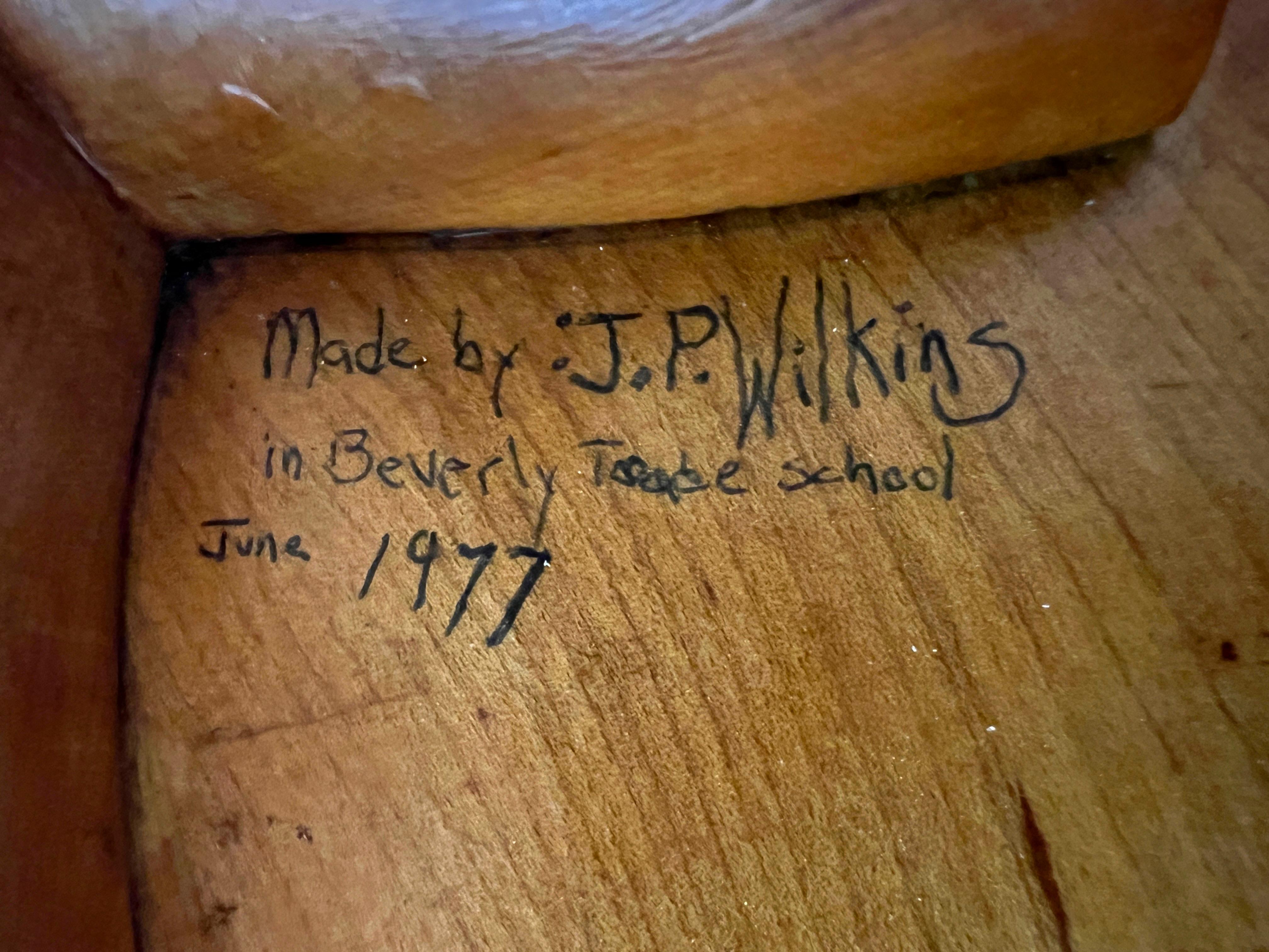 Studio Craft Carved Maple Side Tables Signed Wilkins, D. 1977 For Sale 6