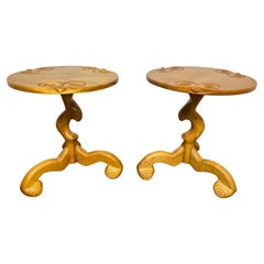 Studio Craft Carved Maple Side Tables Signed Wilkins, D. 1977