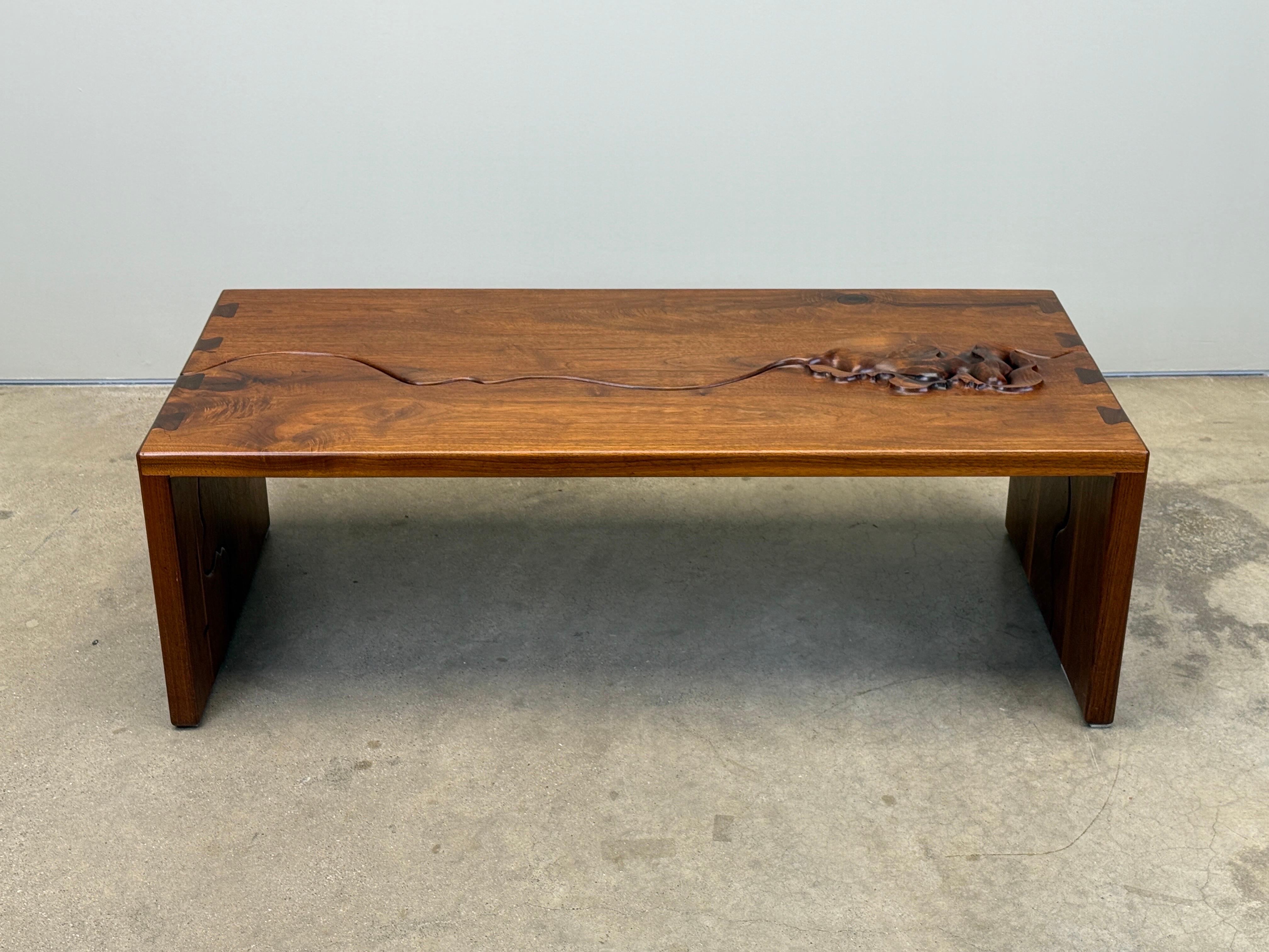 Walnut Studio Craft Coffee Table by Robert and Joanne Herzog, 1985 For Sale