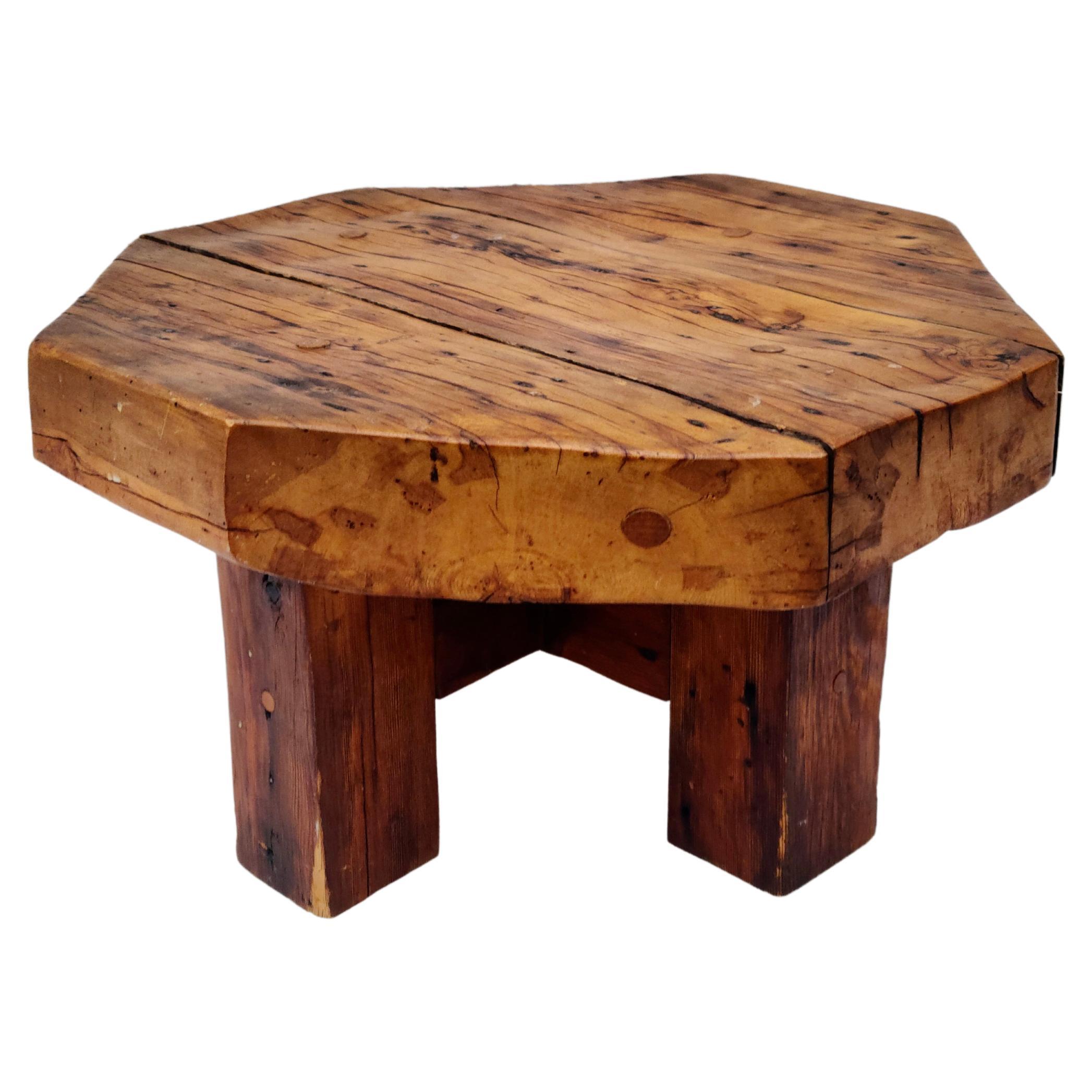 Please feel free to reach out for accurate shipping to your location.

Studio craft coffee table.
Appears to be spalted applewood top on fir base.
Signed by craftsman Tom Williams.
