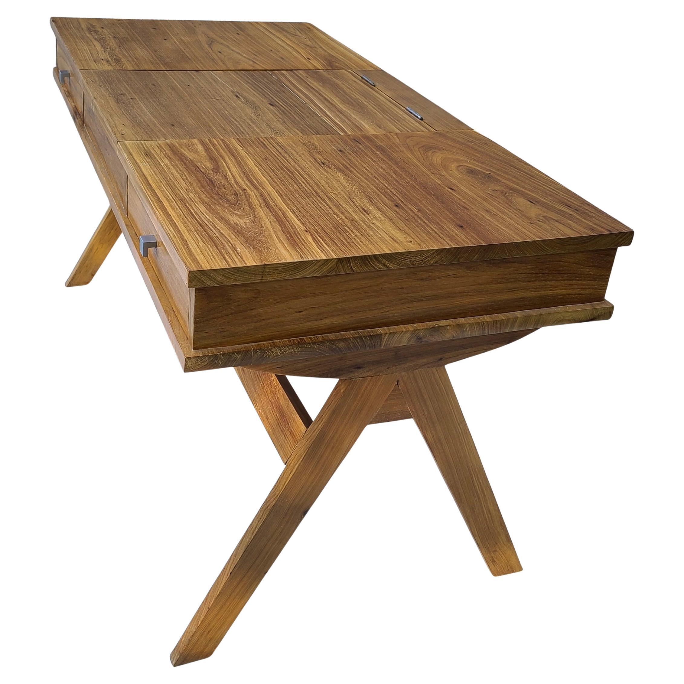Studio Craft Compass Campaign Desk made in South Africa from Yellowwood For Sale 4