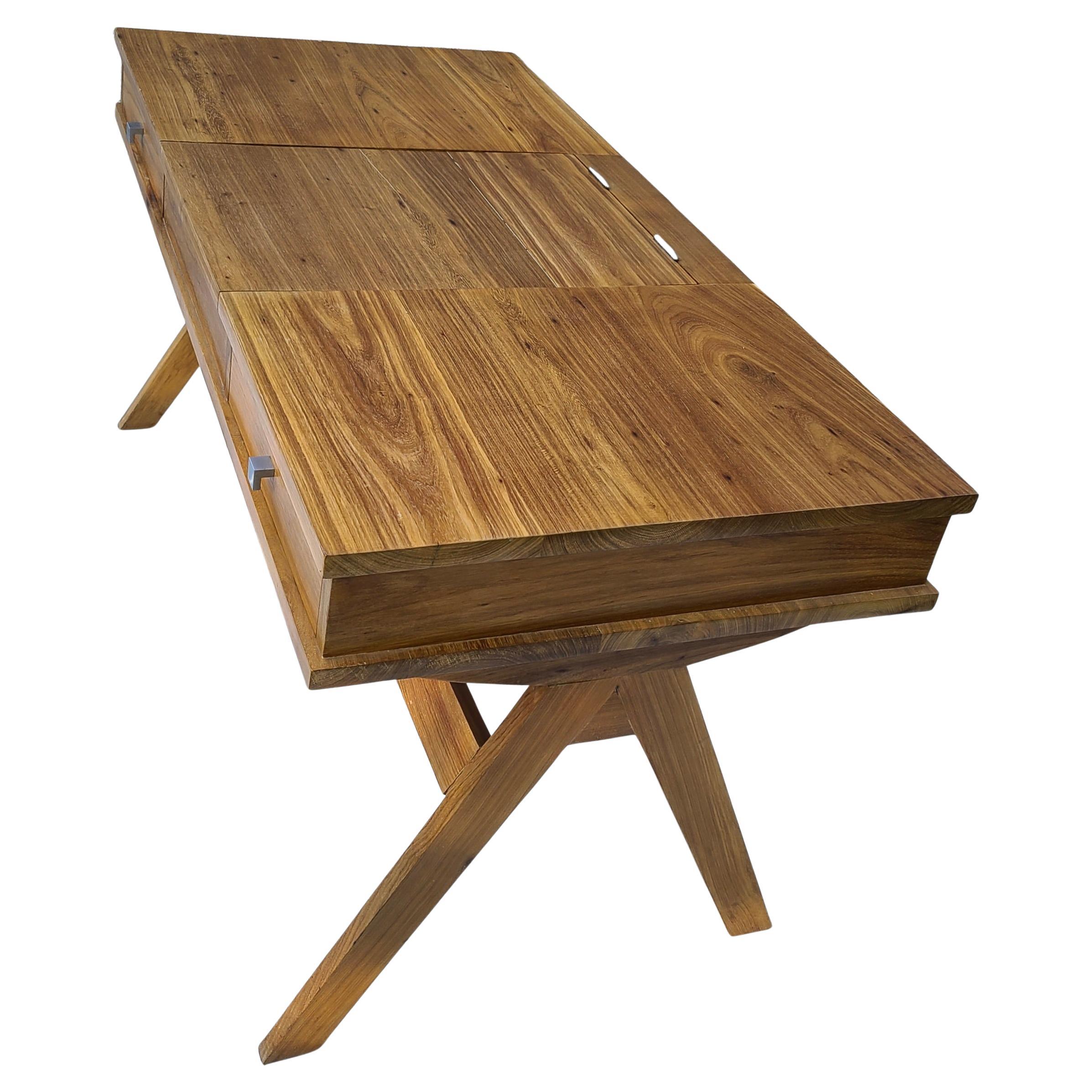 Studio Craft Compass Campaign Desk made in South Africa from Yellowwood For Sale 5