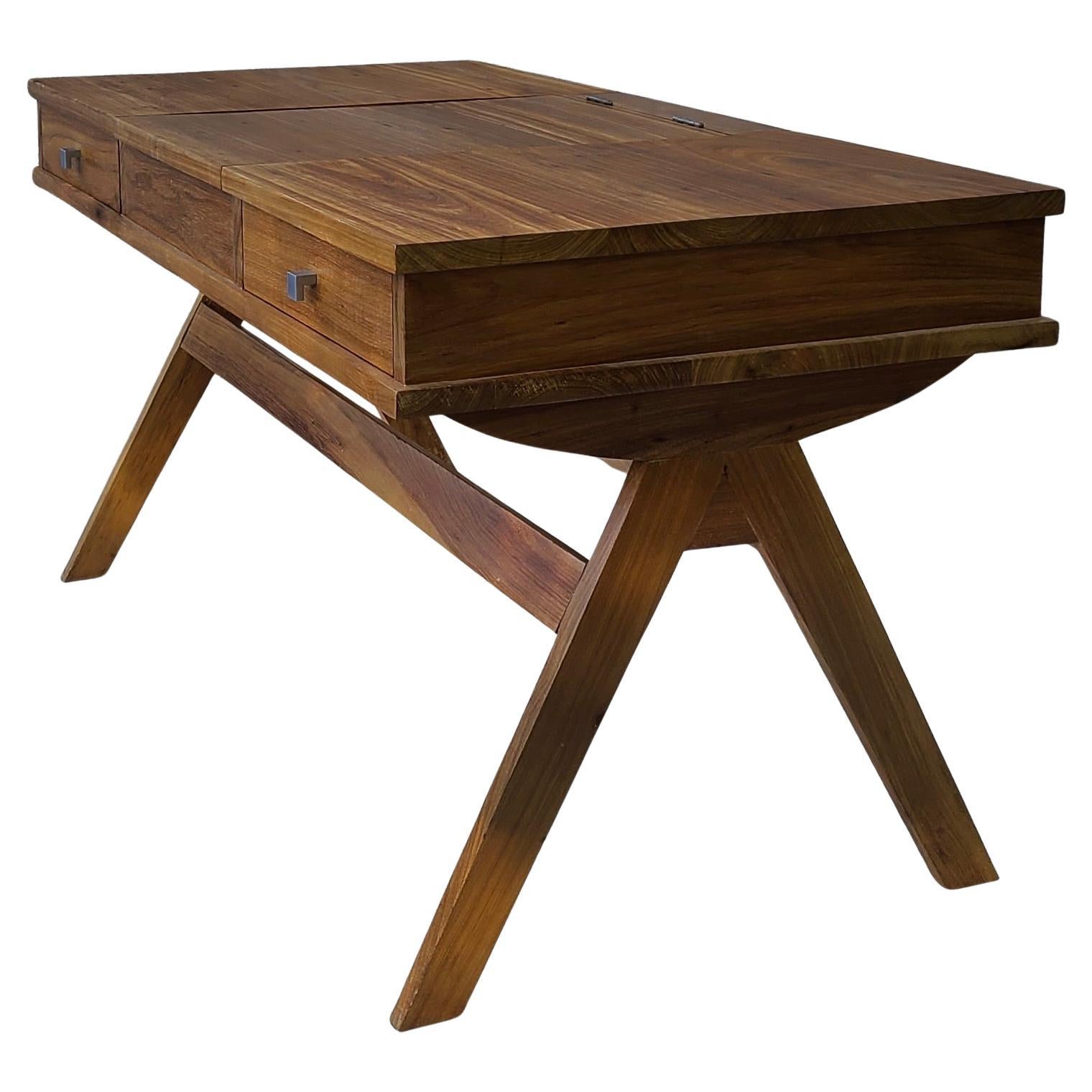 Studio Craft Compass Campaign Desk made in South Africa from Yellowwood For Sale 6