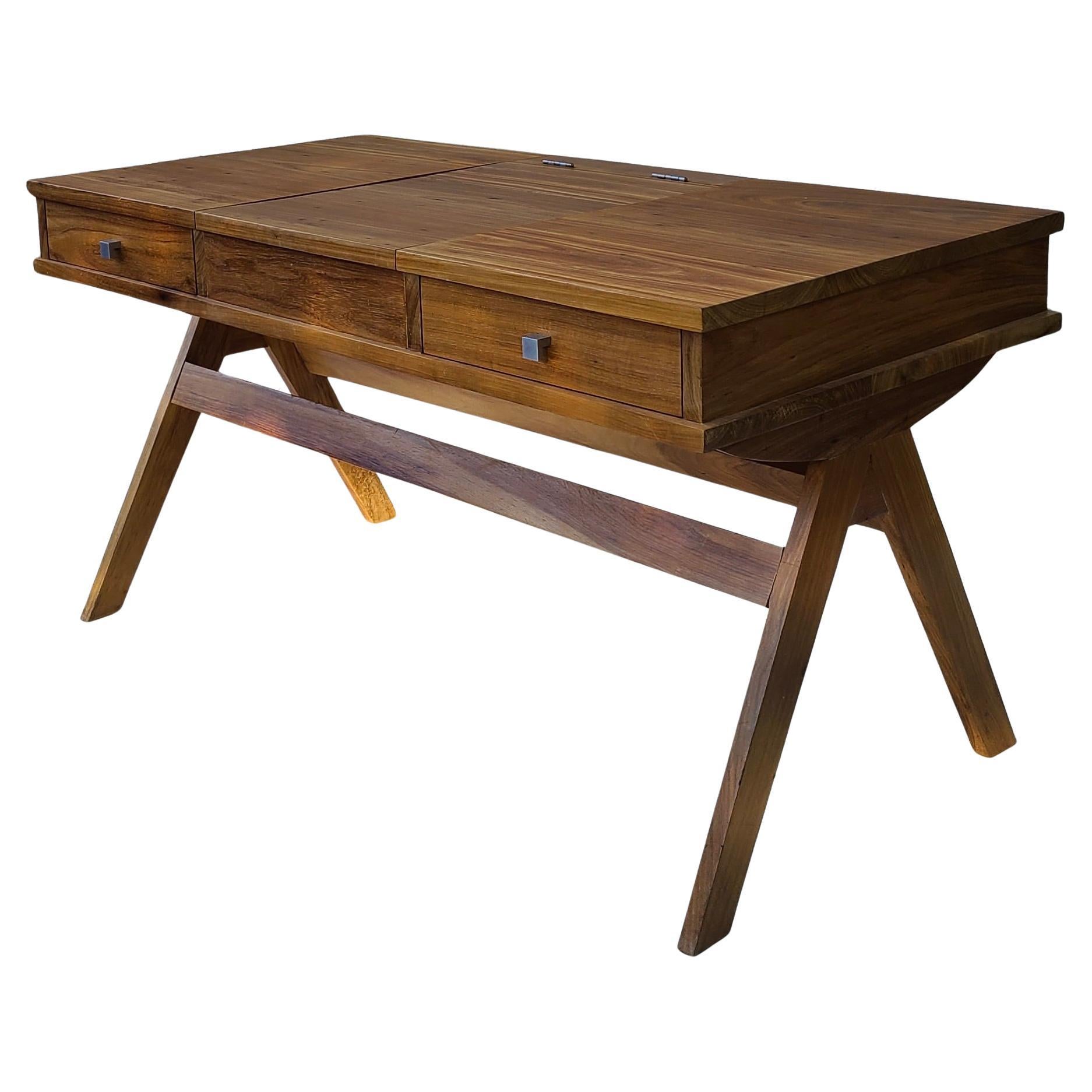 Studio Craft Compass Campaign Desk made in South Africa from Yellowwood For Sale 7