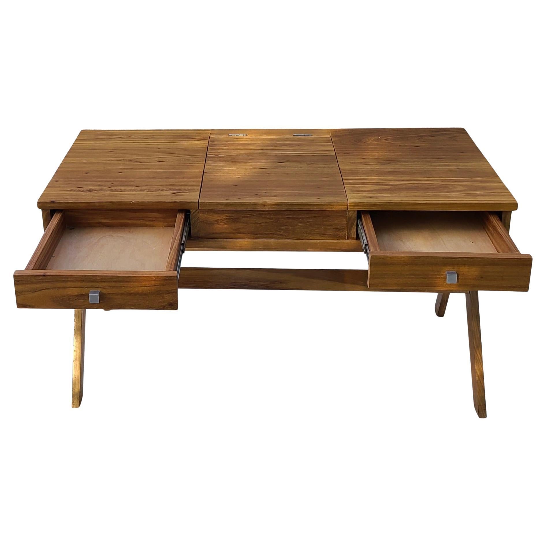 Contemporary Studio Craft Compass Campaign Desk made in South Africa from Yellowwood For Sale