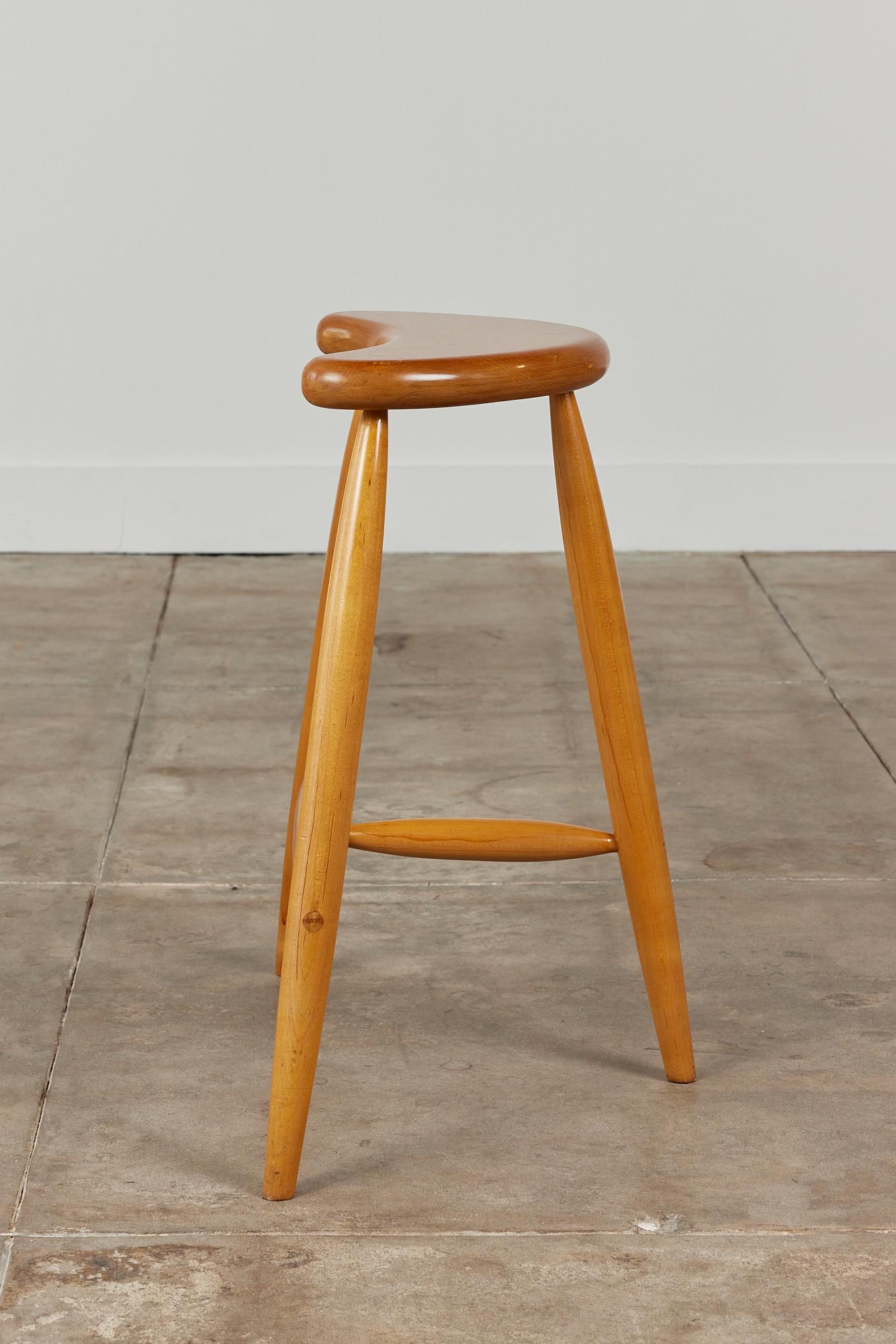 Mid-Century Modern Studio Craft Crescent Tripod Stool For Sale