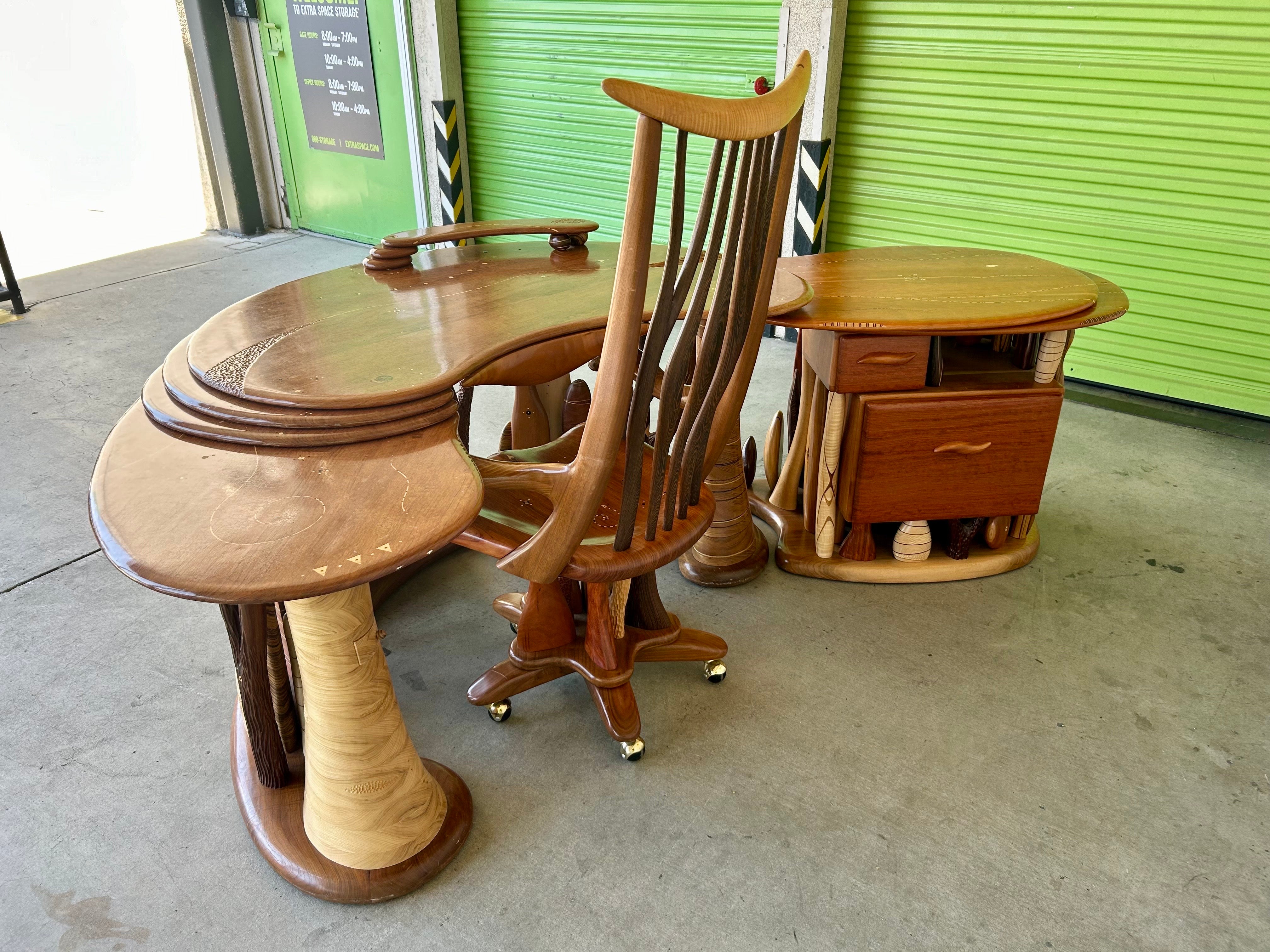 Original artwork.
Form + function
Furniture as art.
One-of-a-kind.
Mixed woods.
Solid and sturdy.
The return is roughly 28
