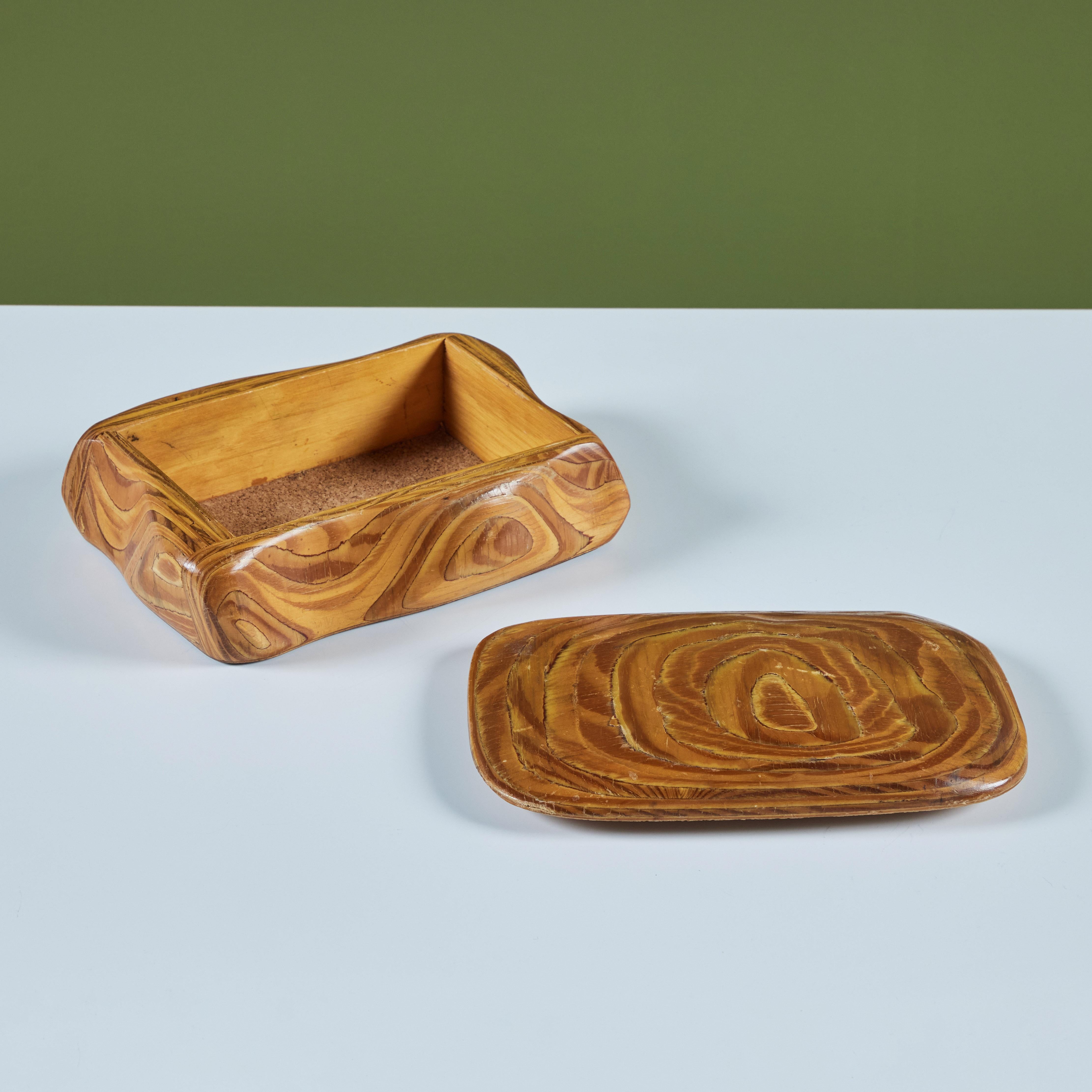 Caja de madera contrachapada con tapa Studio Craft en venta 1