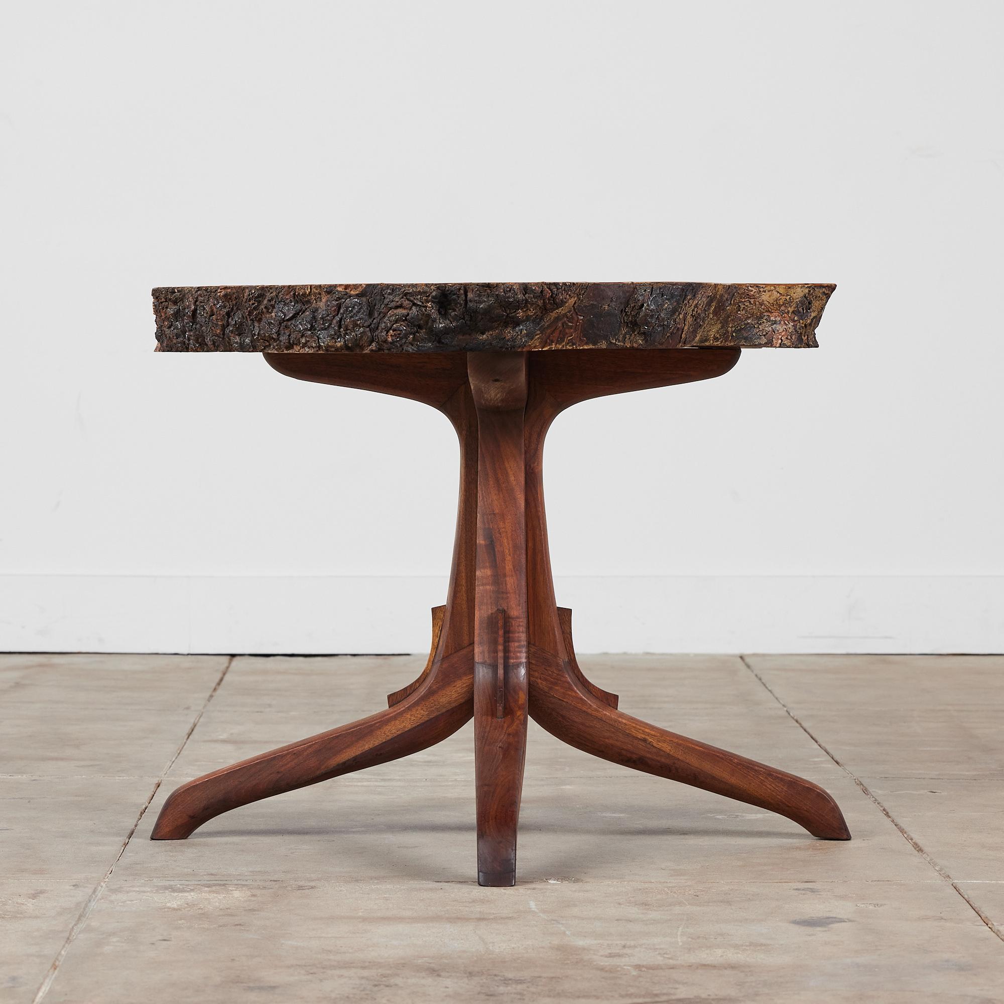 Mid-Century Modern Studio Craft Live Edge Burl Wood Occasional Table