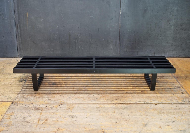 Studio Craft Low Black Slat Bench Coffee Table Window Platform Plant Stand For Sale At 1stdibs