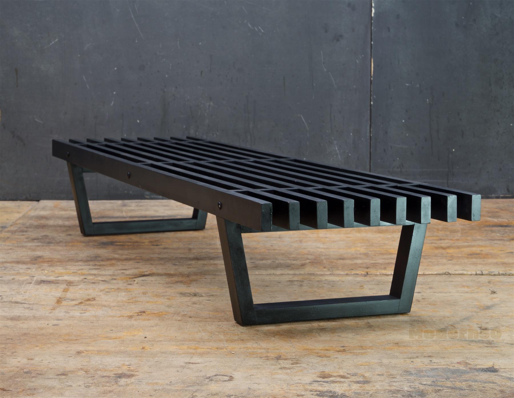 black slatted bench