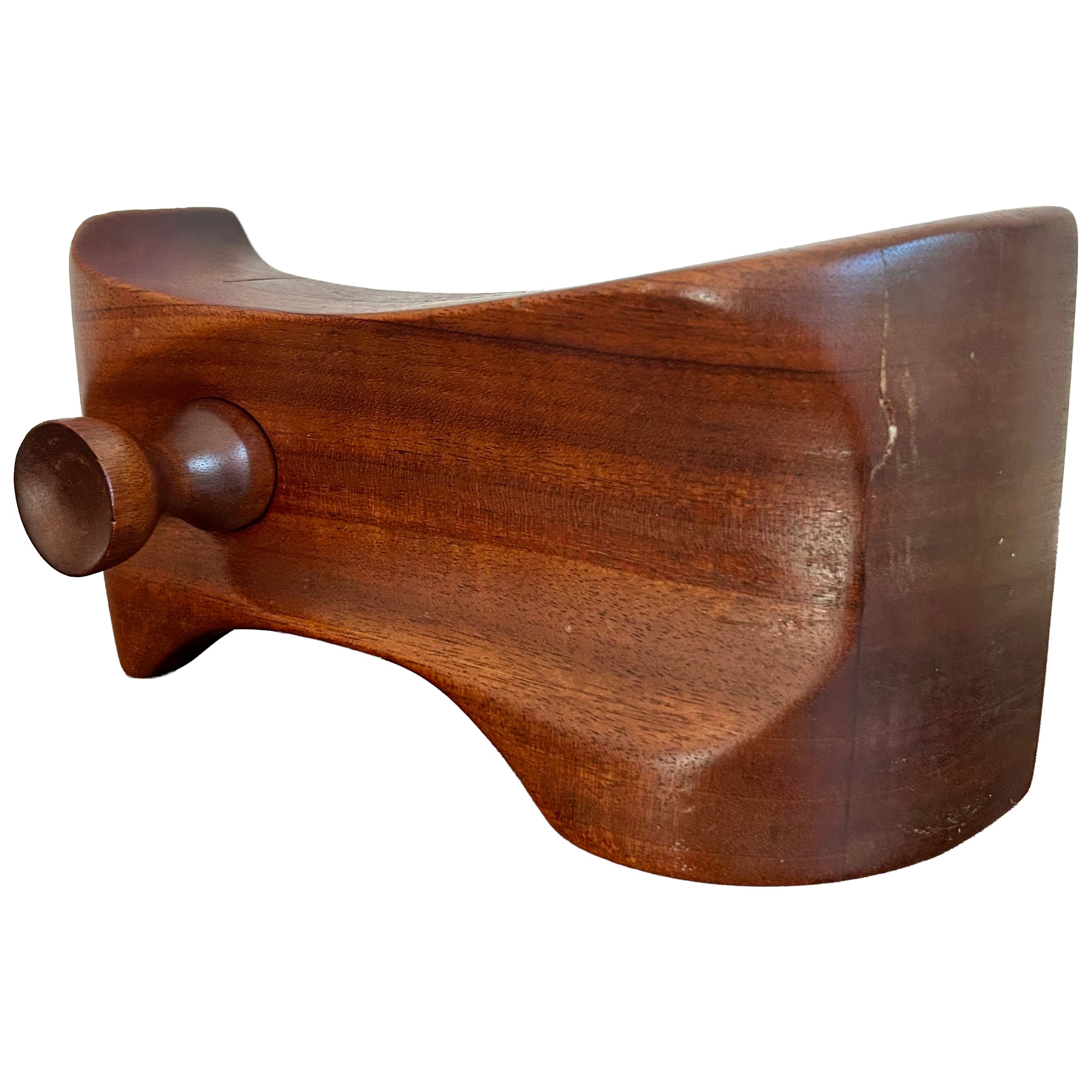 Studio Sculpted Mahogany Wood Coin Bank For Sale