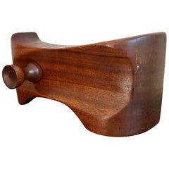 Studio Sculpted Mahogany Wood Coin Bank