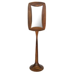 Studio Craft Movement Carved Zebrawood Standing Floor Mirror