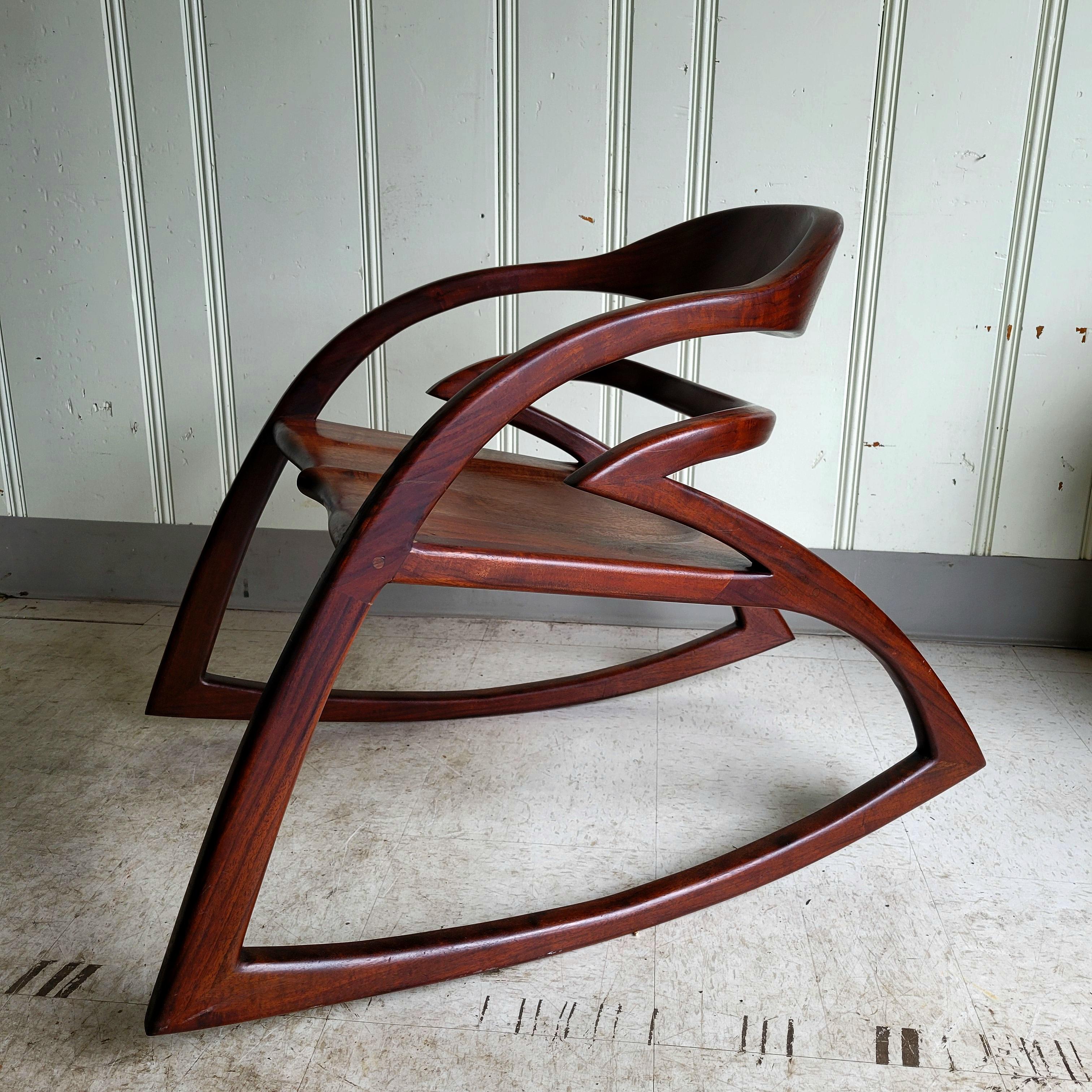 Mid-Century Modern Studio Craft Movement Walnut Rocking Chair