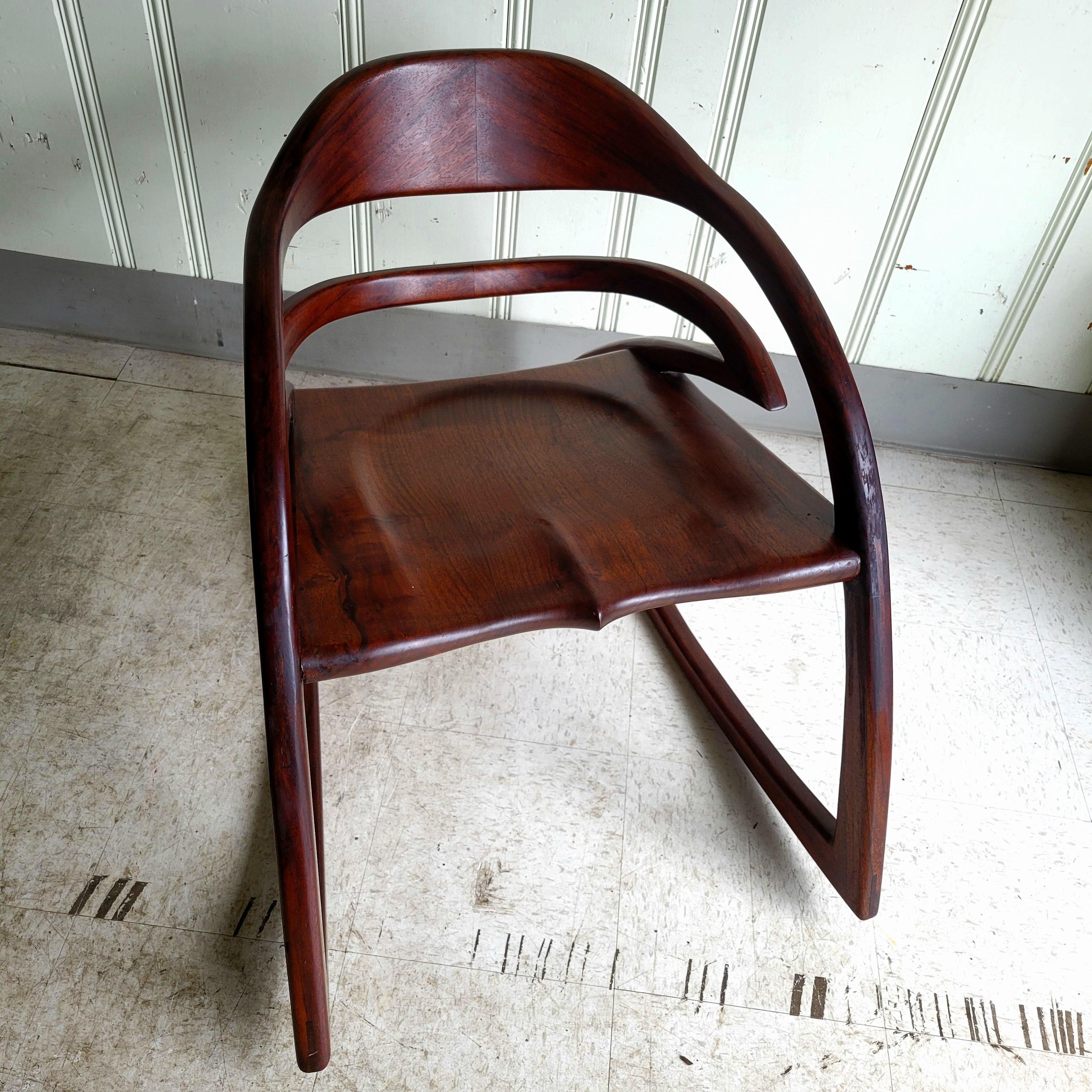 American Studio Craft Movement Walnut Rocking Chair For Sale