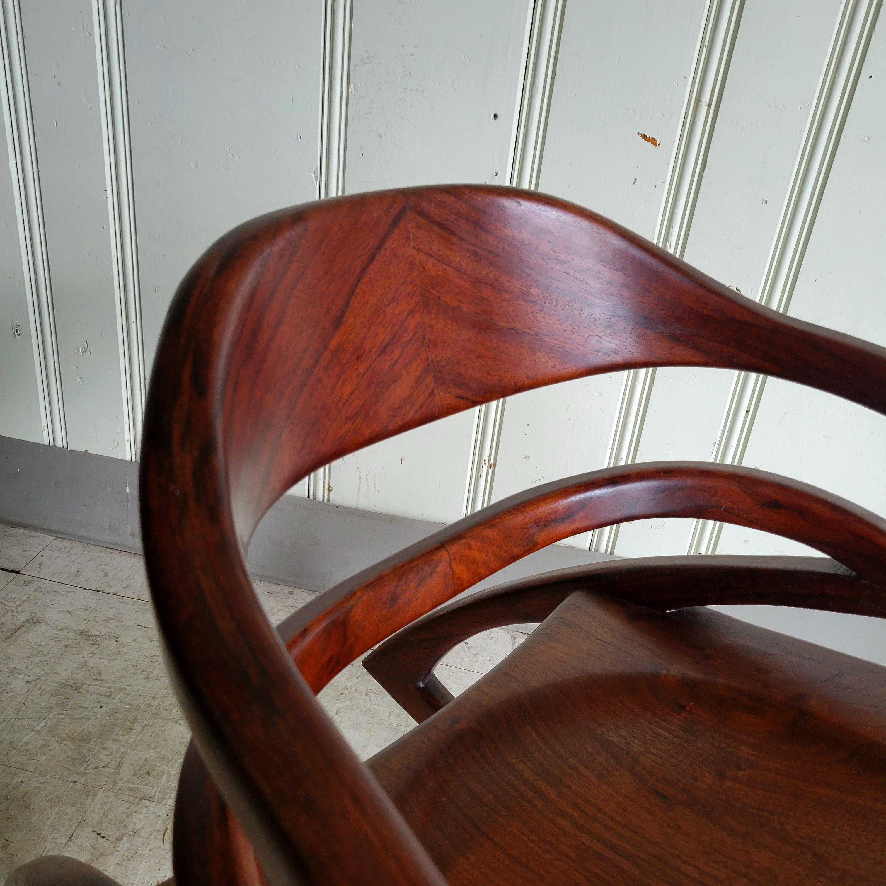 Late 20th Century Studio Craft Movement Walnut Rocking Chair For Sale