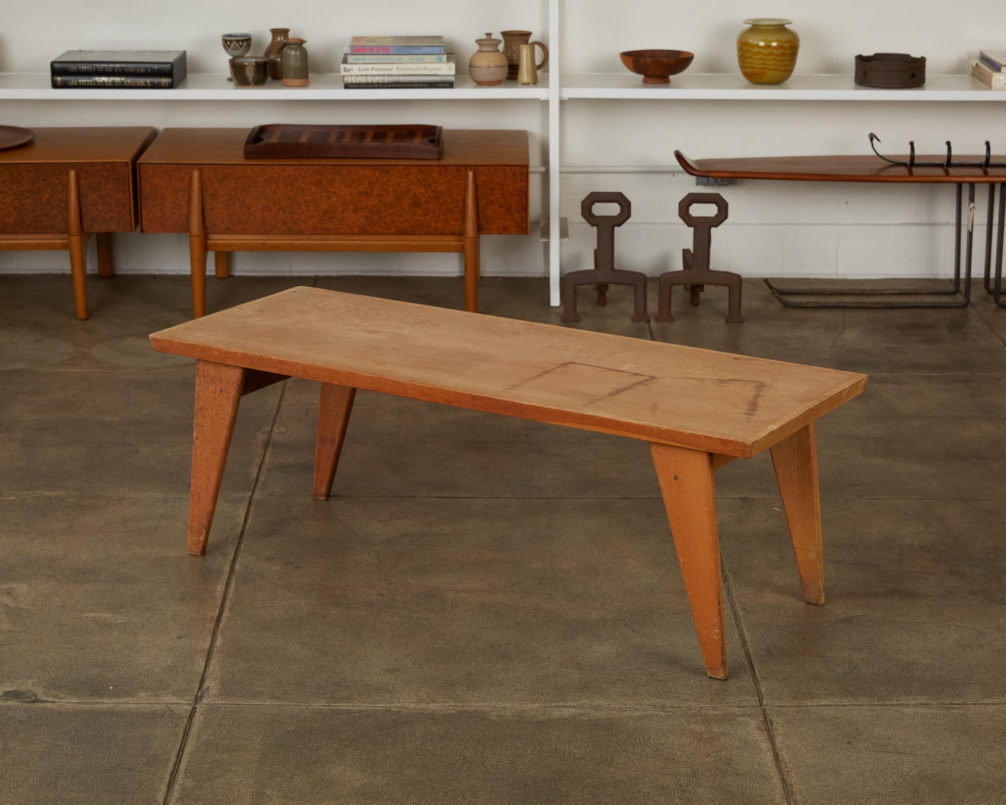 Studio Craft Patinated Wood Coffee Table In Good Condition In Los Angeles, CA